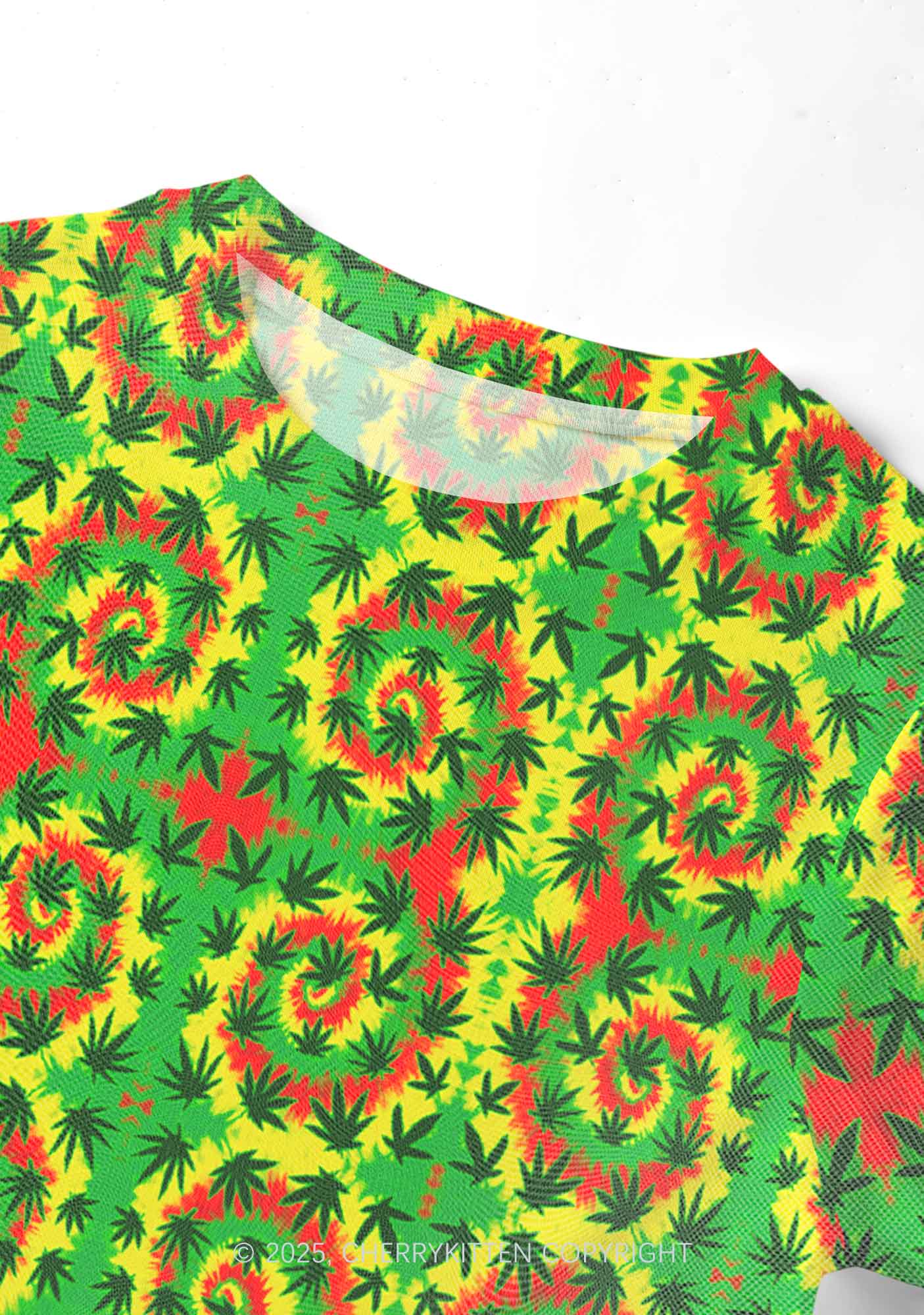 Trippy Leaves Y2K Mesh Crop Top Cherrykitten