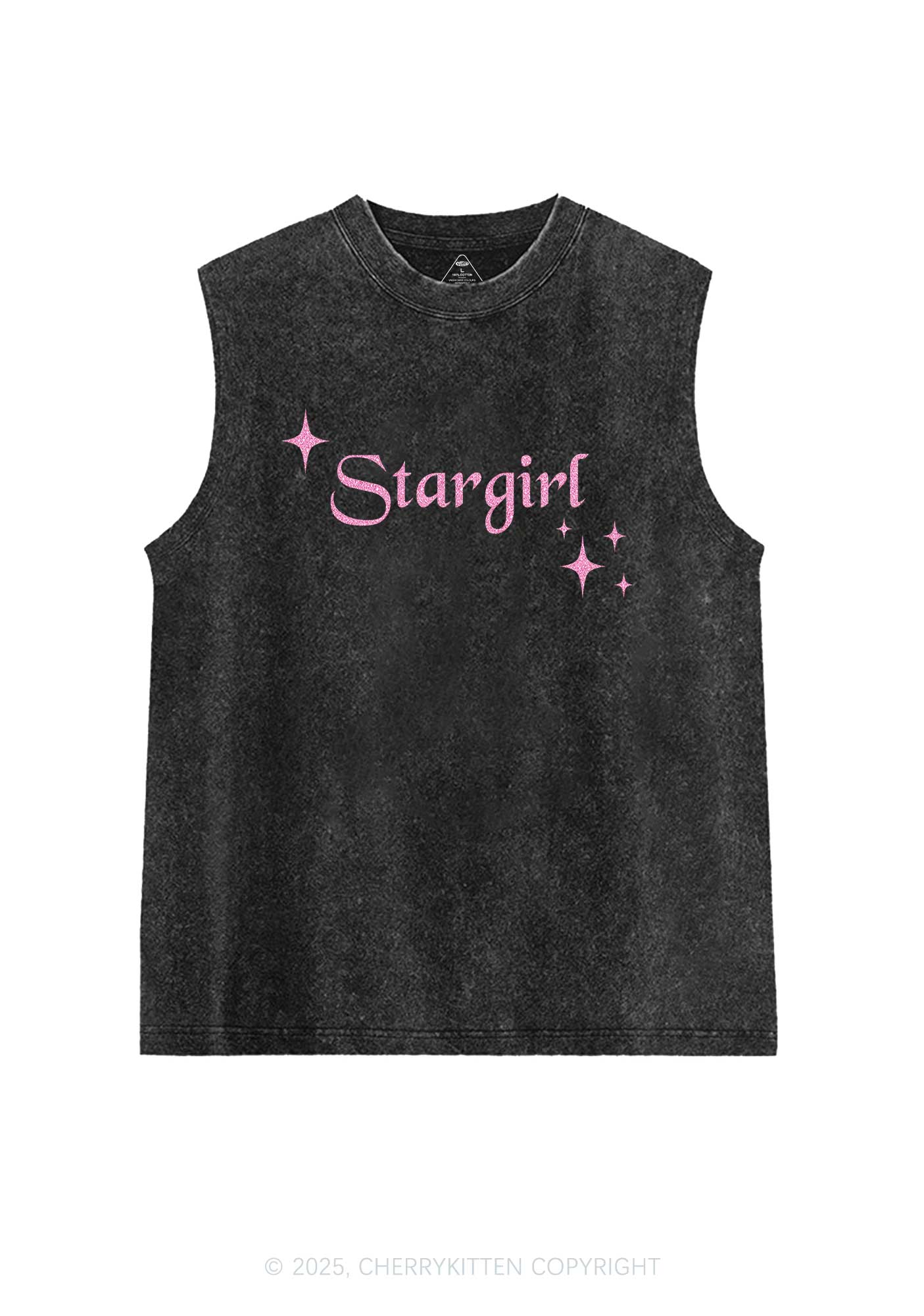 Glitter Red Stargirl Y2K Washed Muscle Tank Cherrykitten