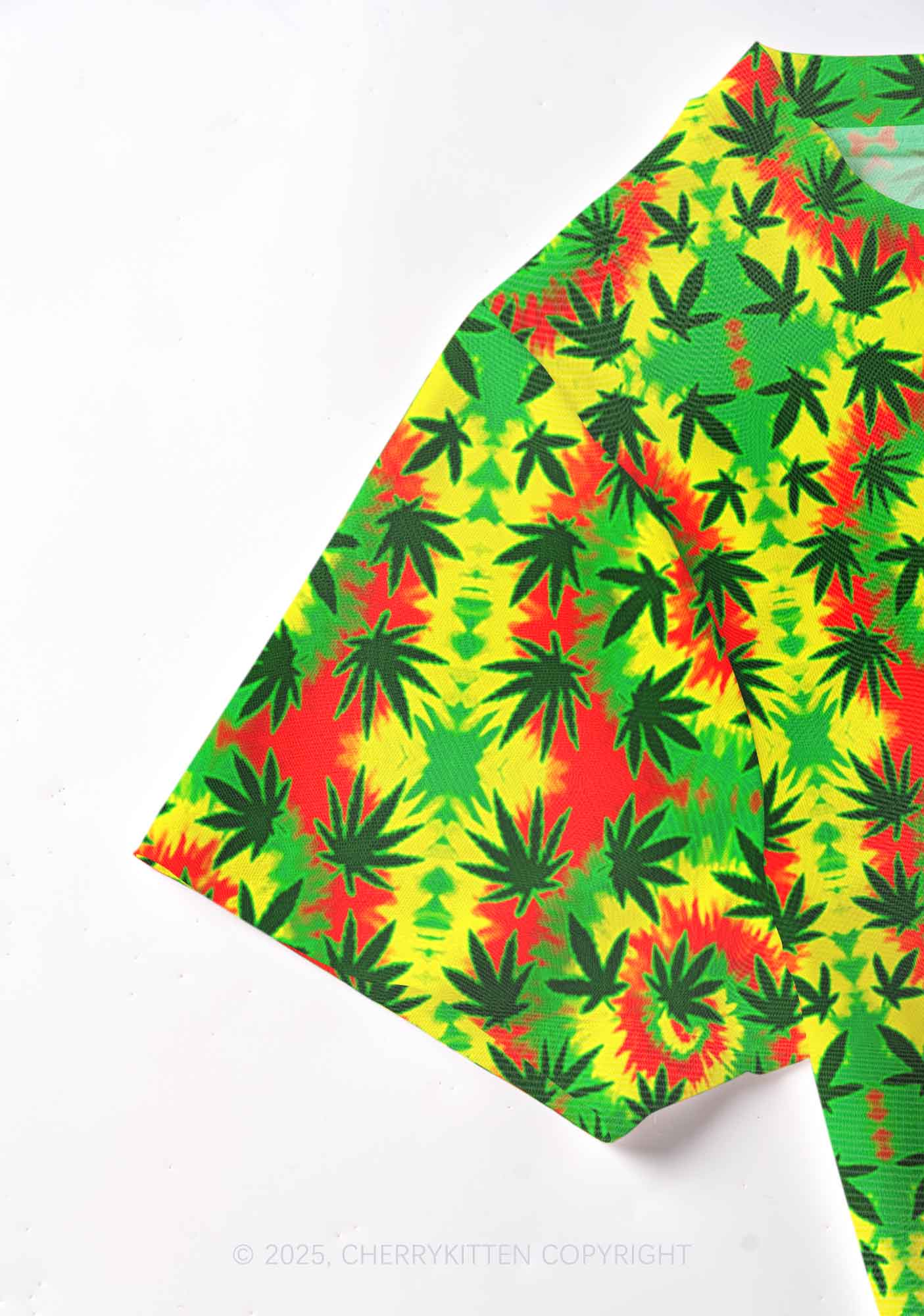 Trippy Leaves Y2K Mesh Crop Top Cherrykitten