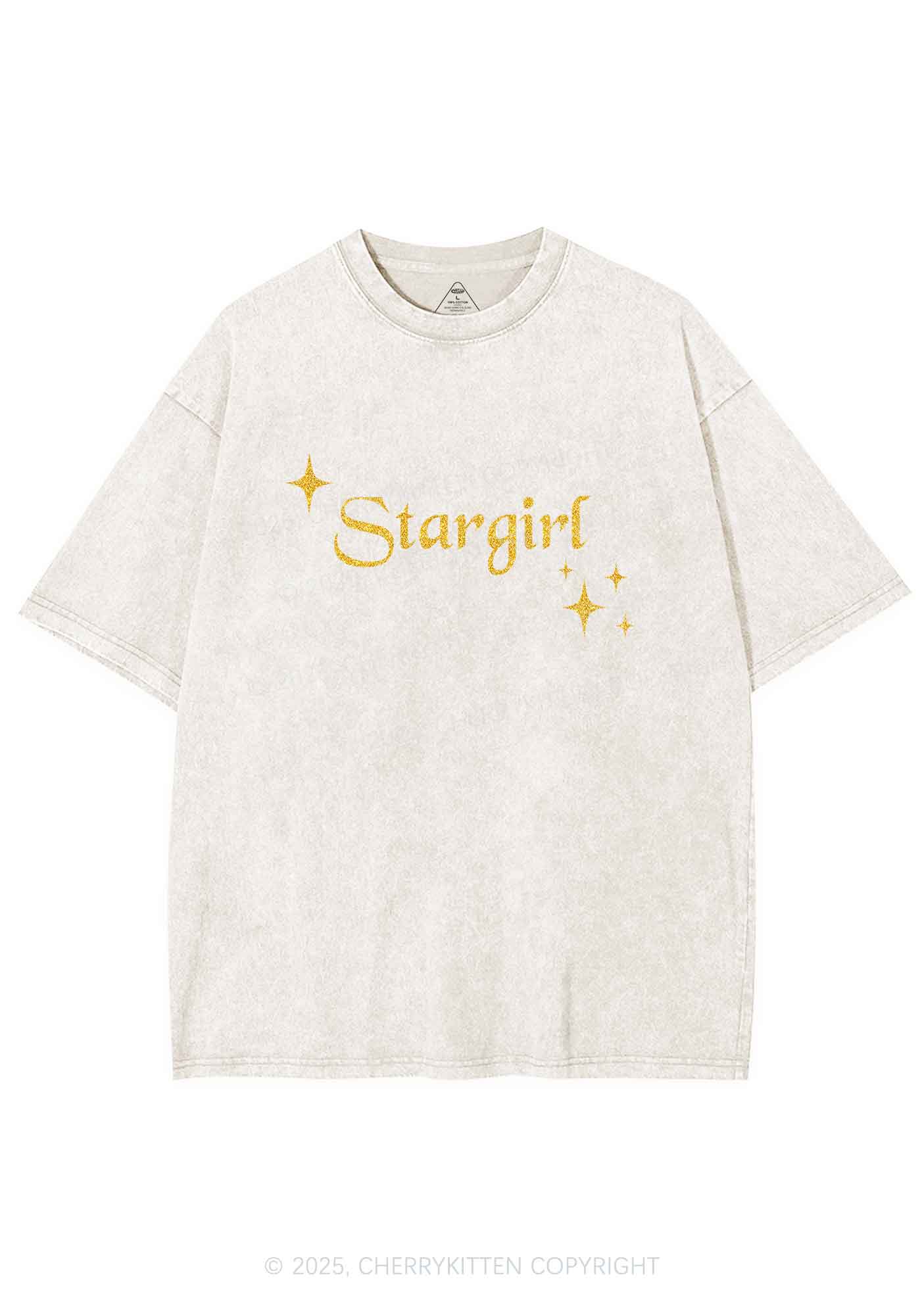 Glitter Red Stargirl Y2K Shirts Washed Tee Cherrykitten