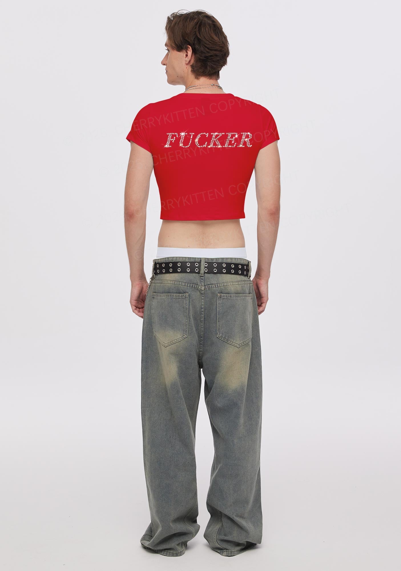 Rhinestone Motherfxcker Two Sides Y2K Baby Tee Cherrykitten