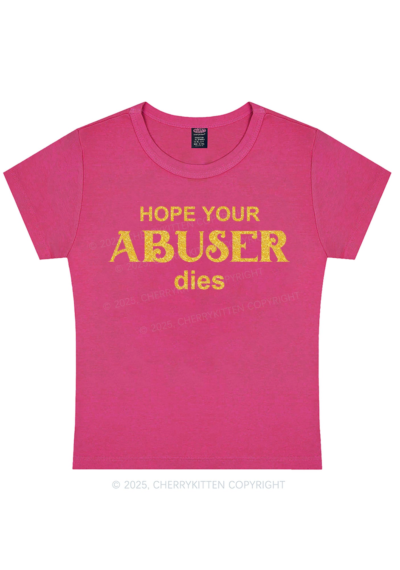 Glitter Abuser Dies Y2K Baby Tee Cherrykitten