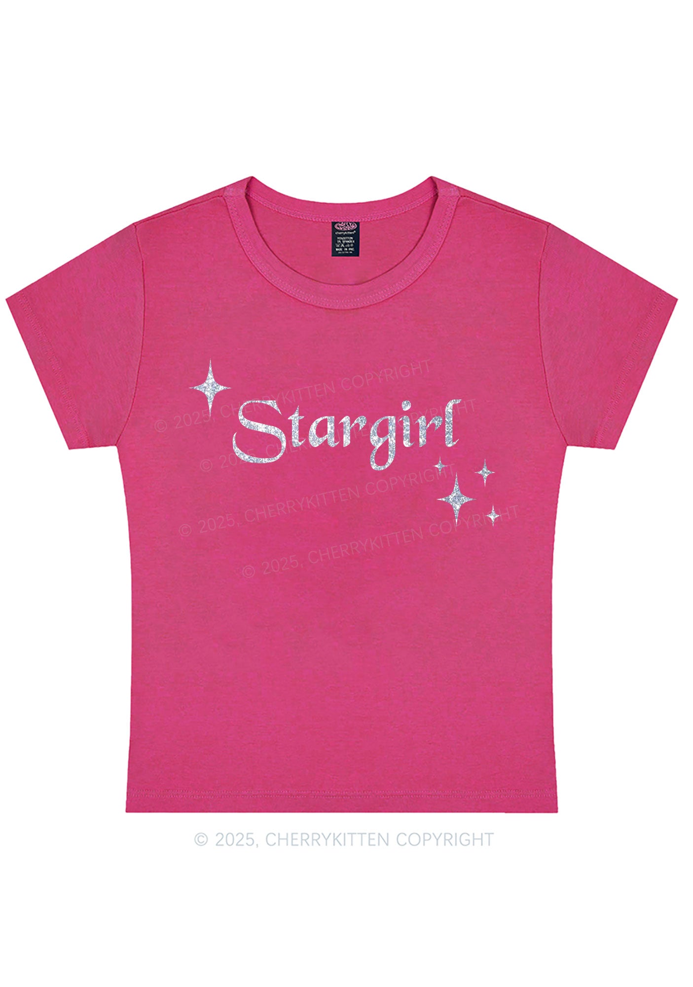 Glitter Red Stargirl Y2K Baby Tee Cherrykitten