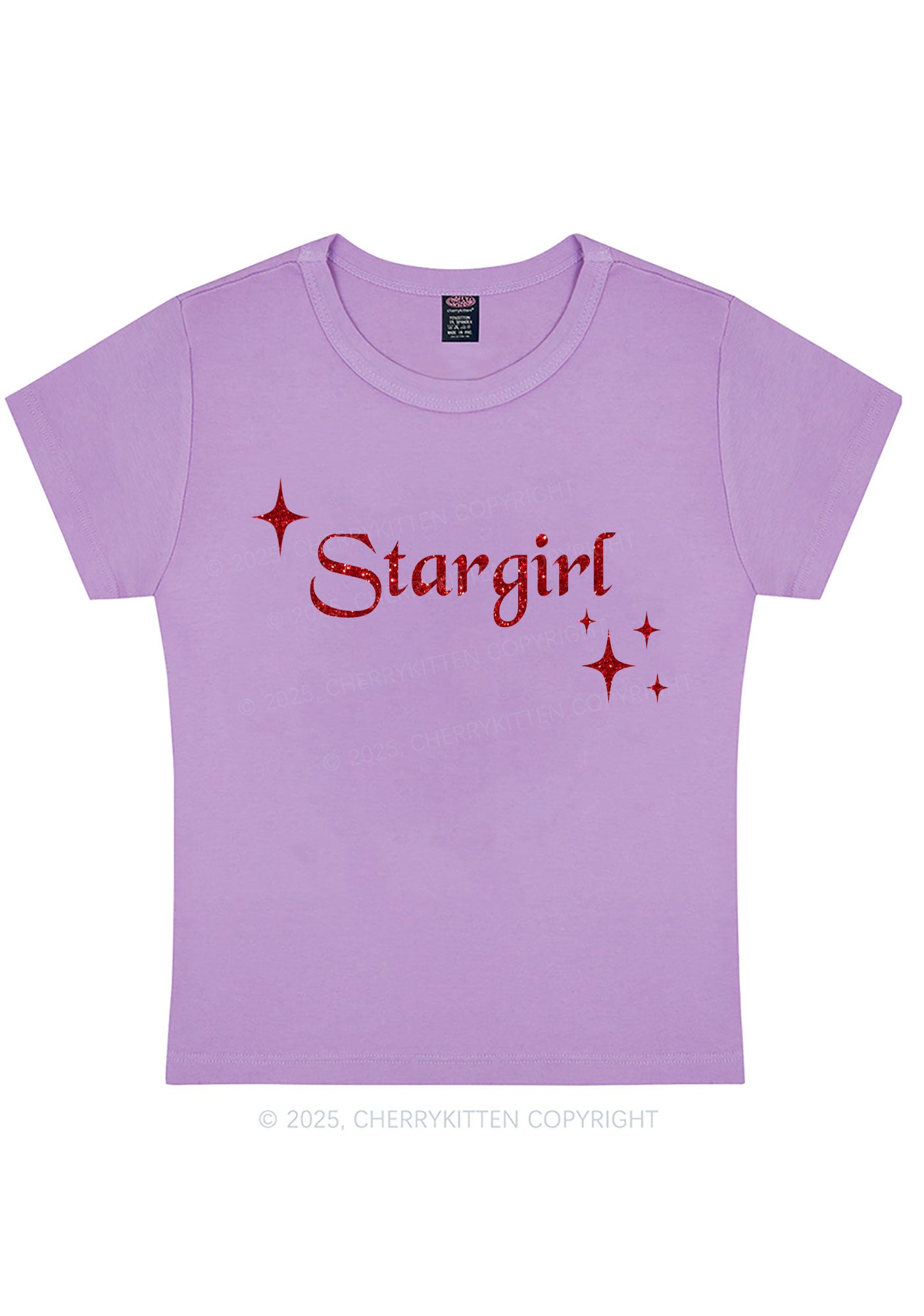 Glitter Red Stargirl Y2K Baby Tee Cherrykitten