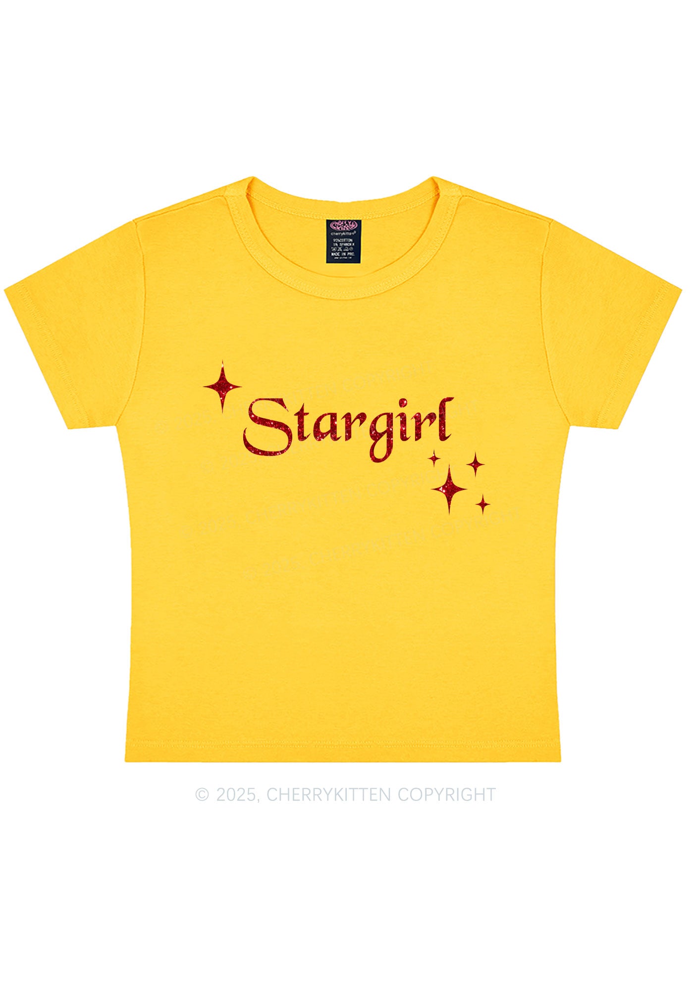 Glitter Red Stargirl Y2K Baby Tee Cherrykitten