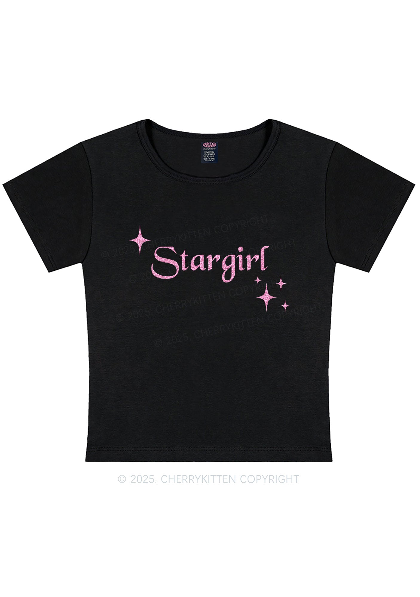 Glitter Red Stargirl Y2K Baby Tee Cherrykitten