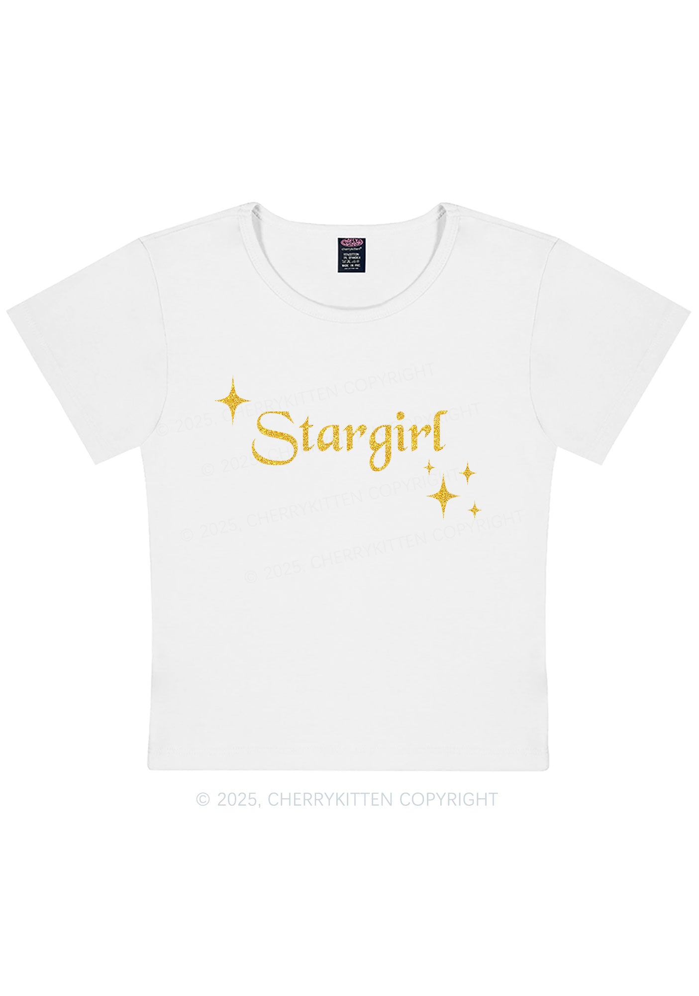 Glitter Red Stargirl Y2K Baby Tee Cherrykitten