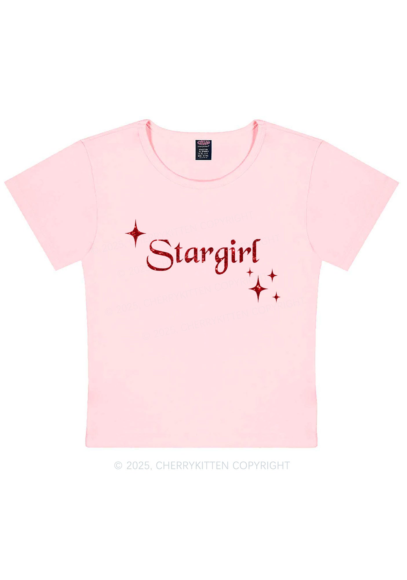 Glitter Red Stargirl Y2K Baby Tee Cherrykitten