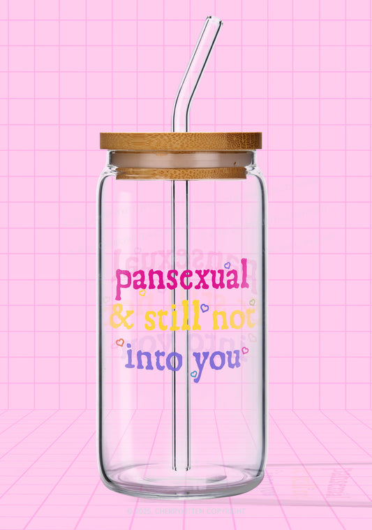 Pansexual Not Into You Pride Y2K Printed Glass Cup Cherrykitten