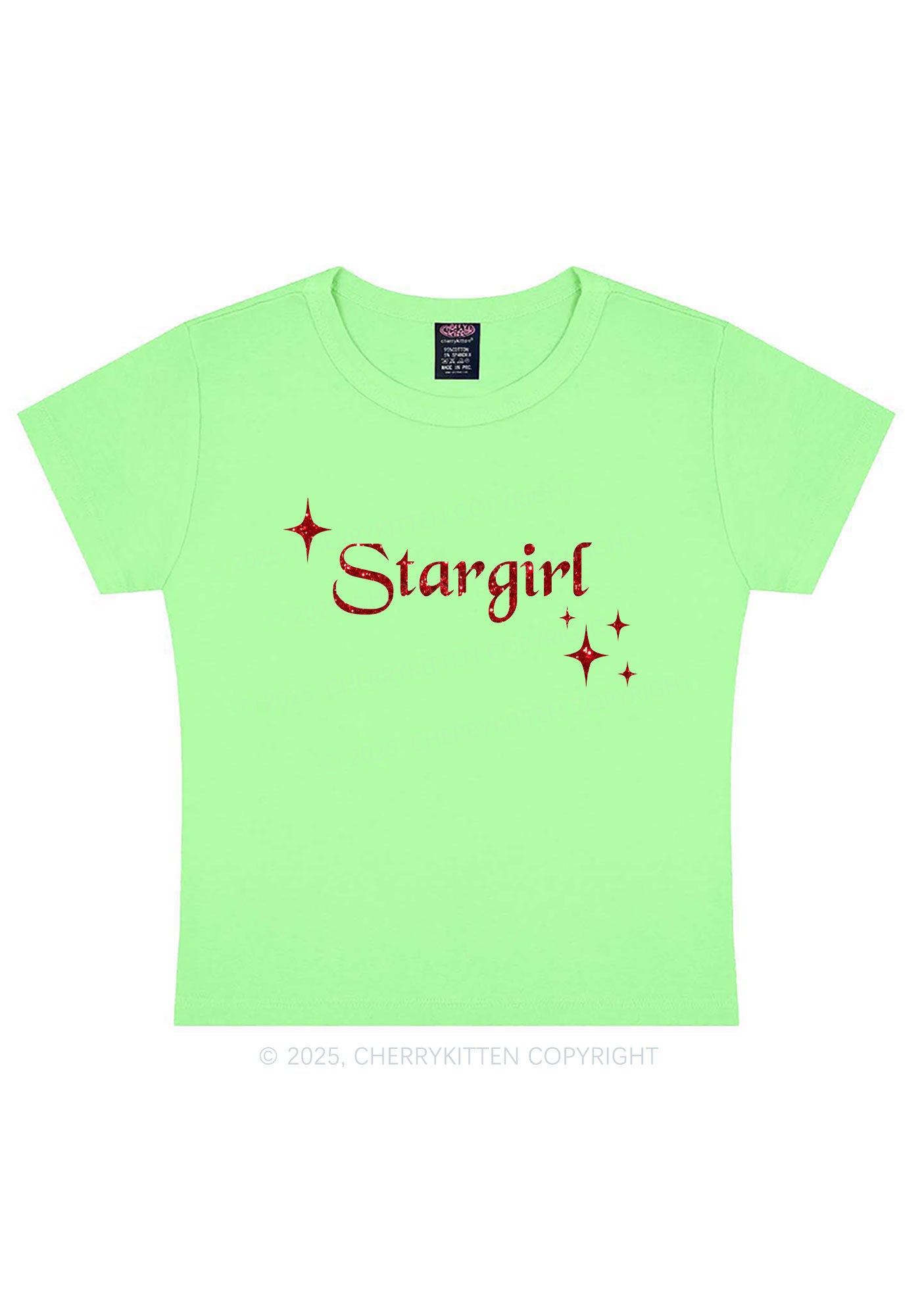 Glitter Red Stargirl Y2K Baby Tee Cherrykitten