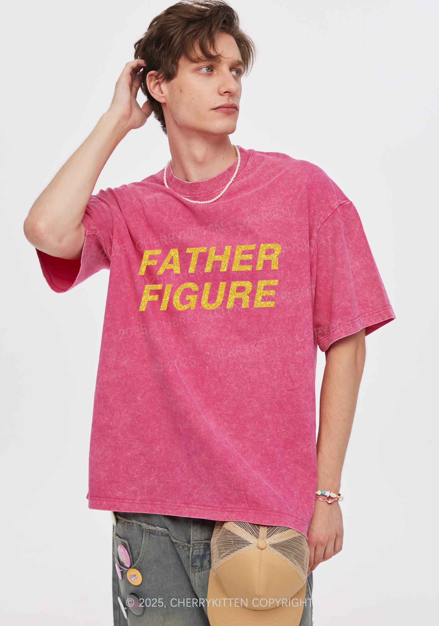 Glitter Father Figure Y2K Shirts Washed Tee Cherrykitten