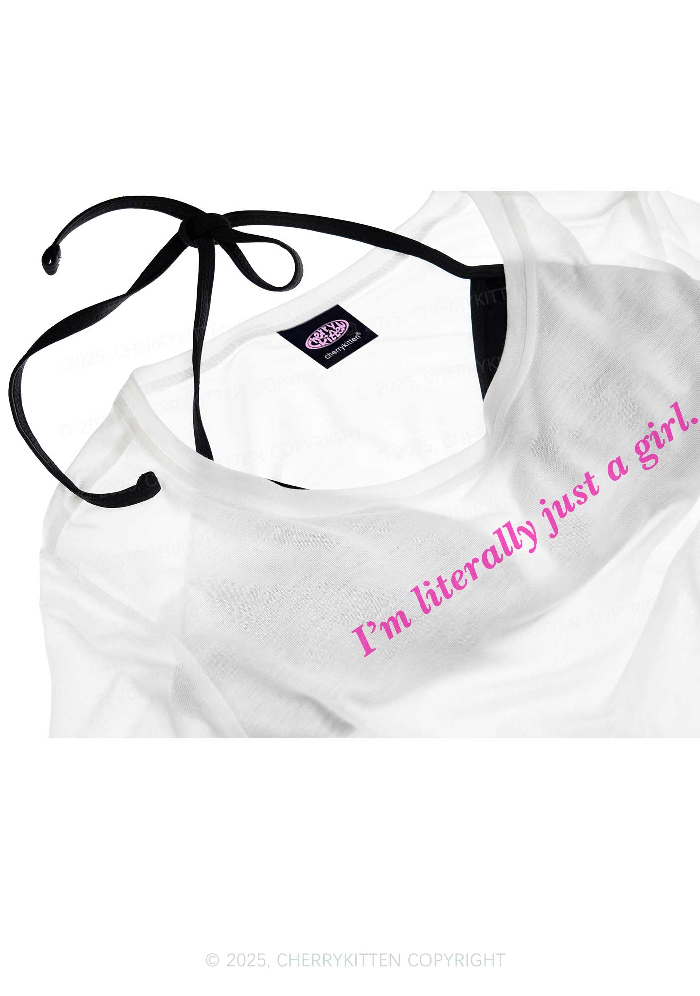 Literally Just A Girl Y2K Sheer Boyfriend Tee Cherrykitten