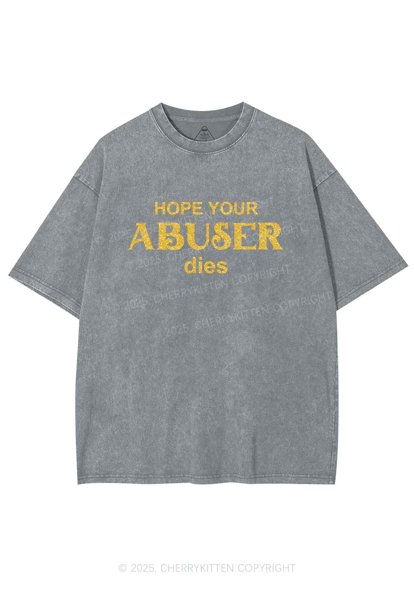 Glitter Abuser Dies Y2K Shirts Washed Tee Cherrykitten