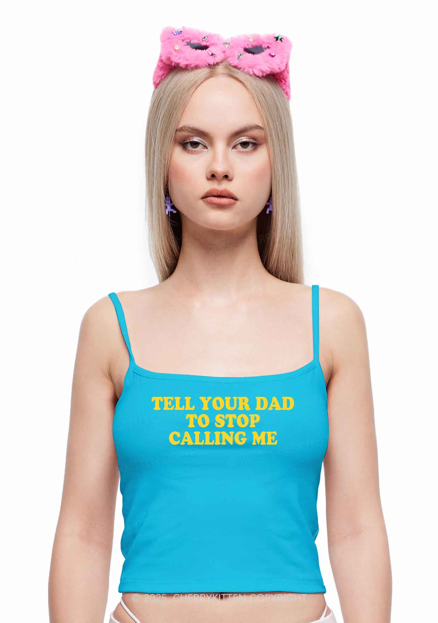 Dad Stop Calling Me Y2K Spaghetti Strap Cami Cherrykitten