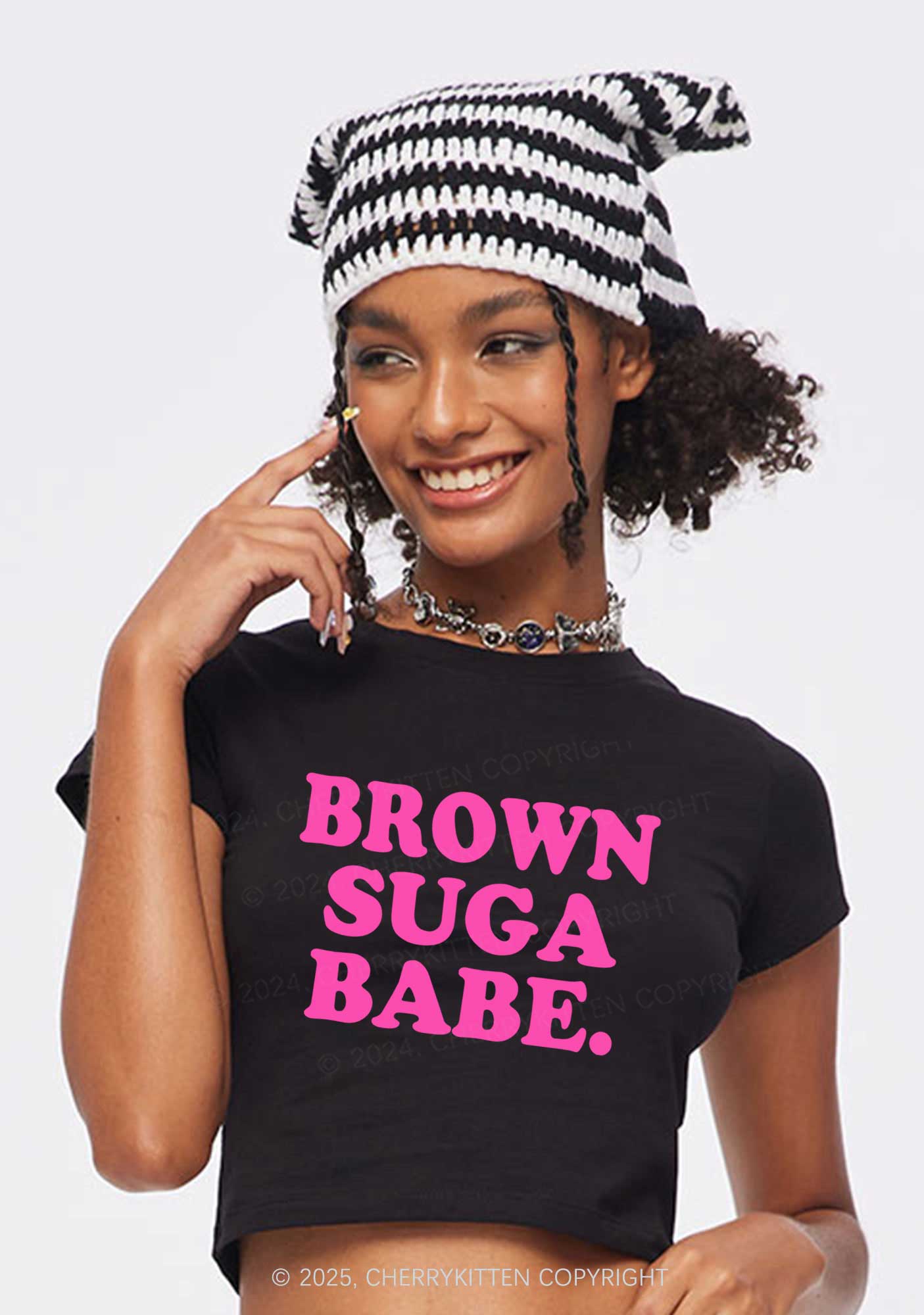 Brown Suga Babe Y2K Baby Tee Cherrykitten