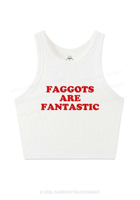 Faggots Are Fantastic Pride Y2K Crop Tank Top Cherrykitten
