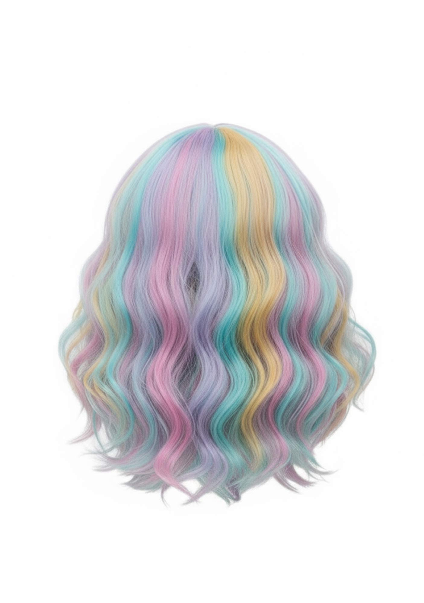 Short Curly Rainbow Hair Y2K Full Wigs Cherrykitten