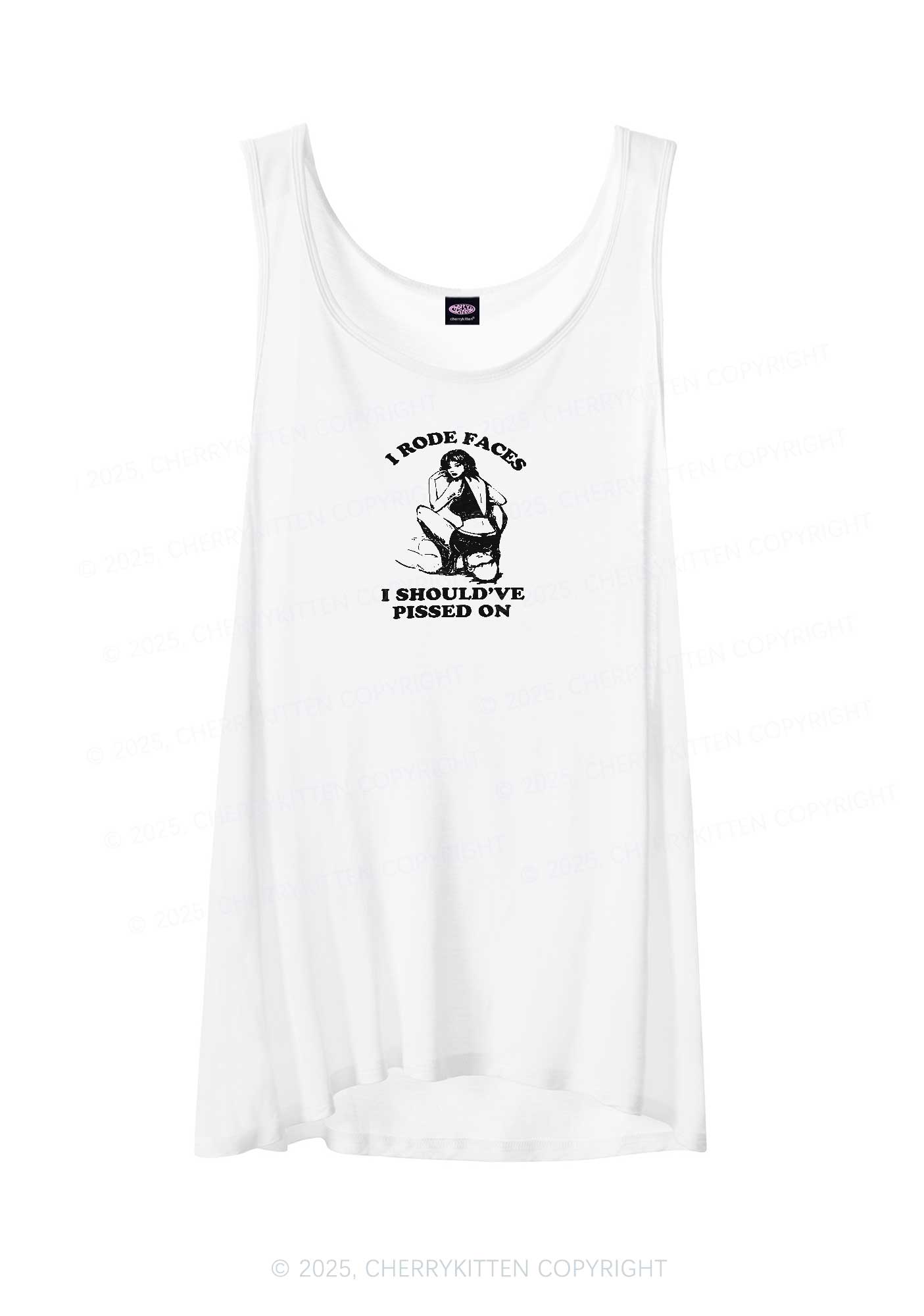 I Rode Faces Y2K Sheer Boyfriend Tank Cherrykitten