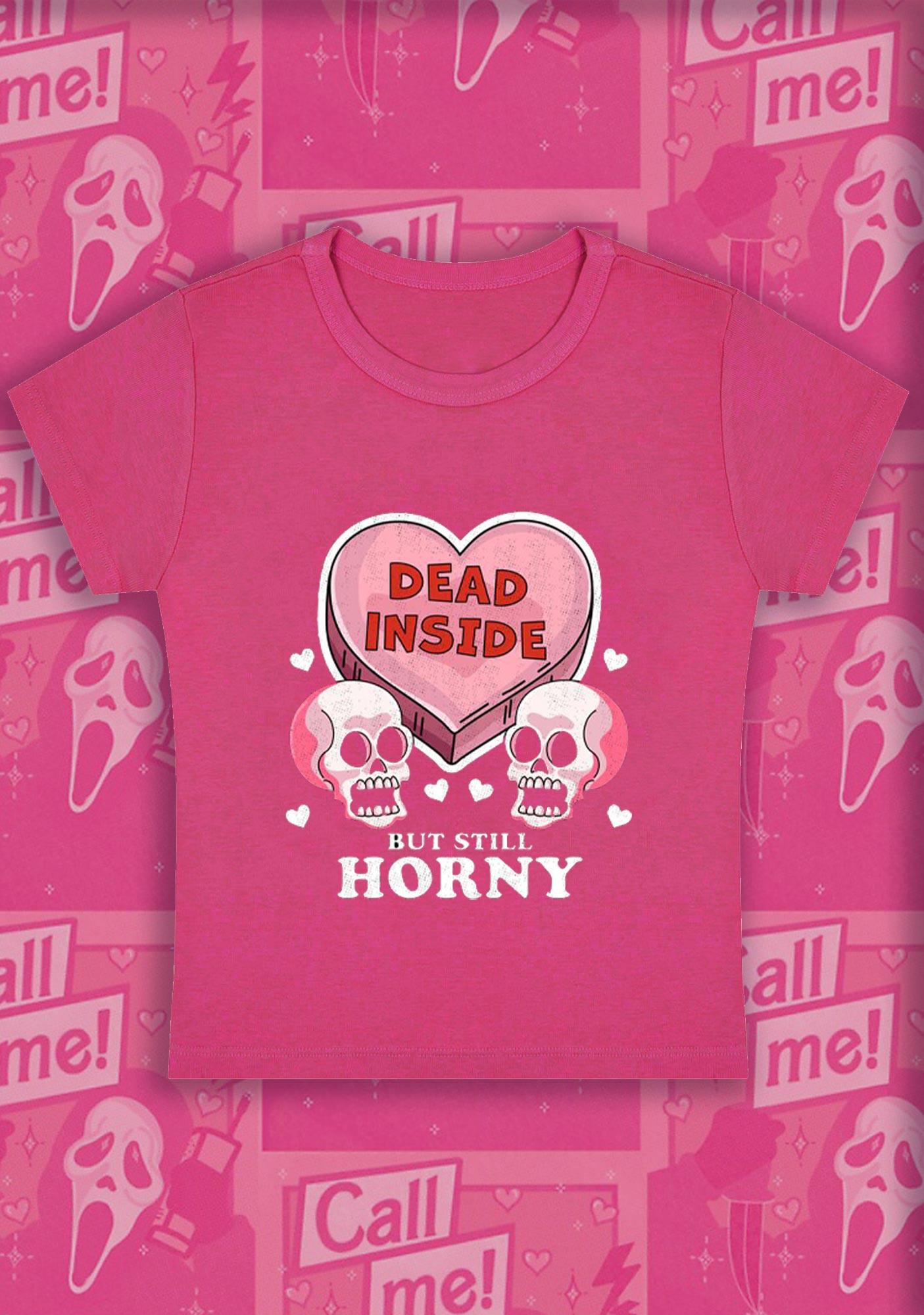 Halloween Dead Inside But Still Horxy Y2K Baby Tee