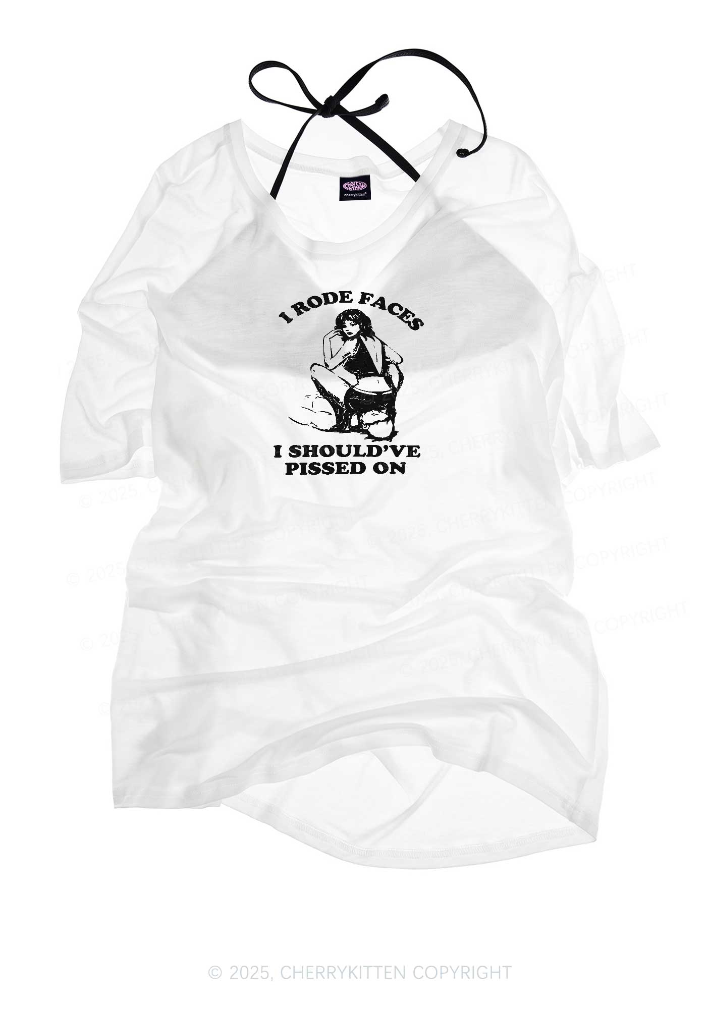 I Rode Faces Y2K Sheer Boyfriend Tee Cherrykitten