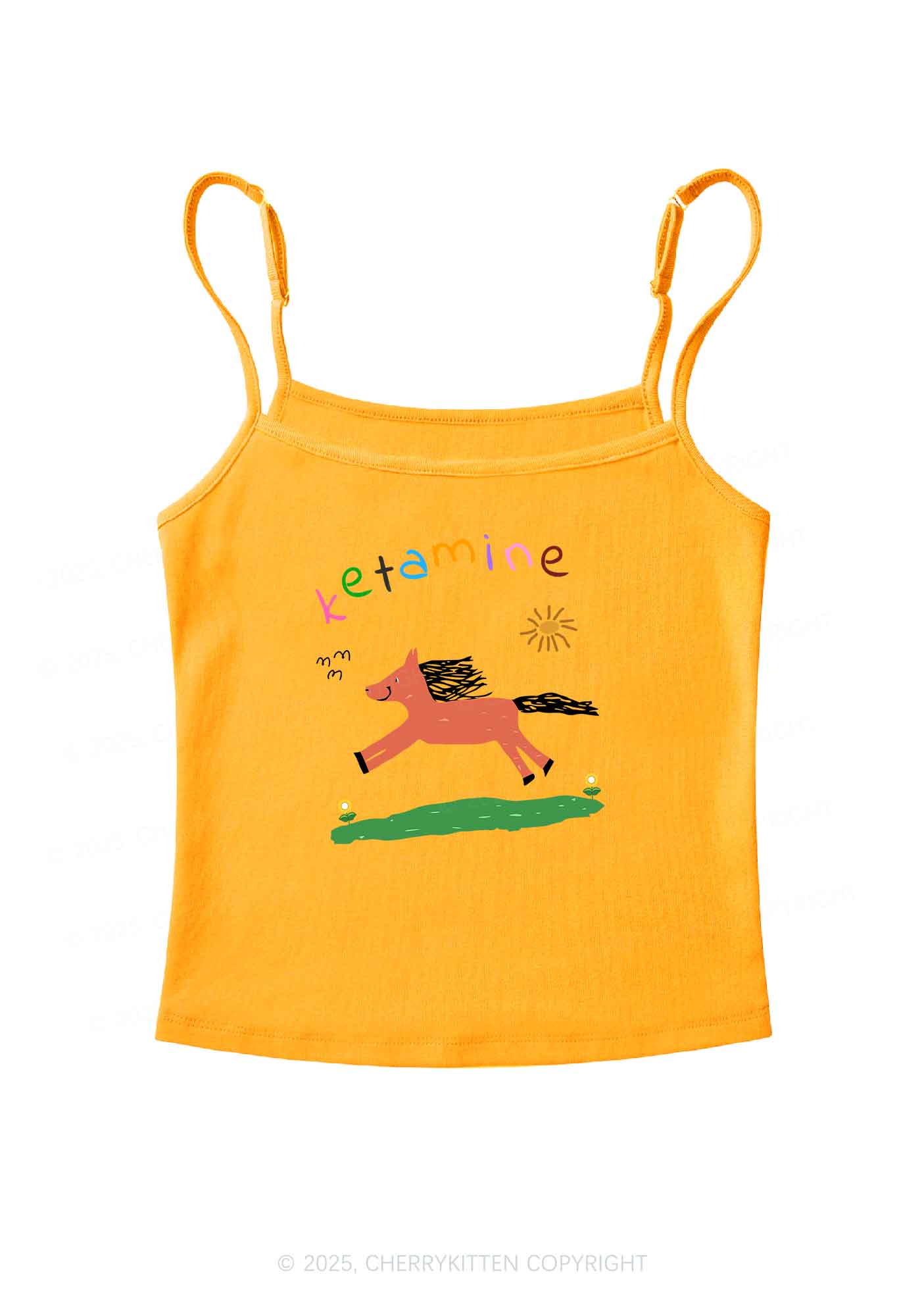 Orange Pony Y2K Spaghetti Strap Cami Cherrykitten