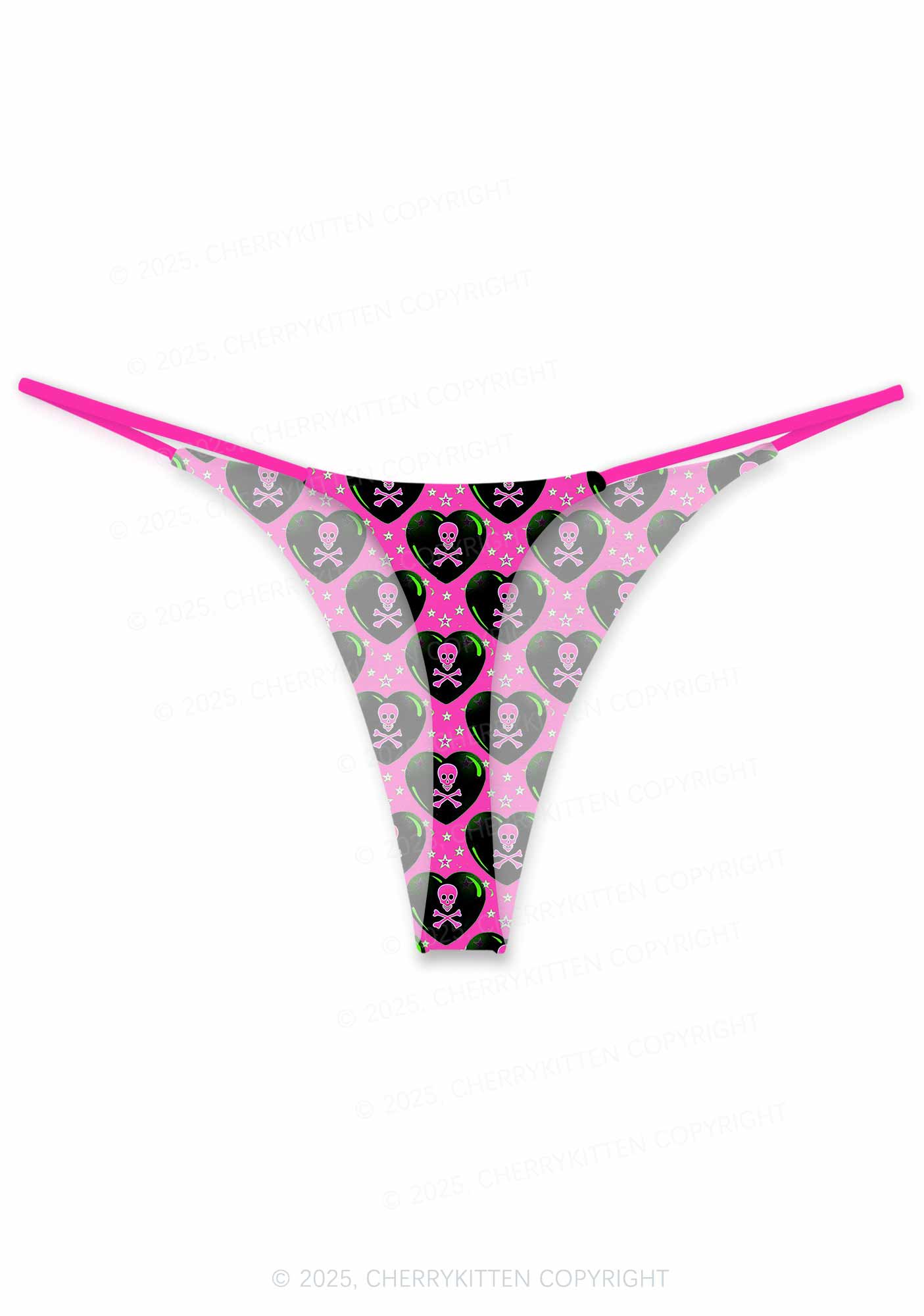 Skeleton Deluxe Valentine's Day Y2K Print Couples Thong Set Cherrykitten