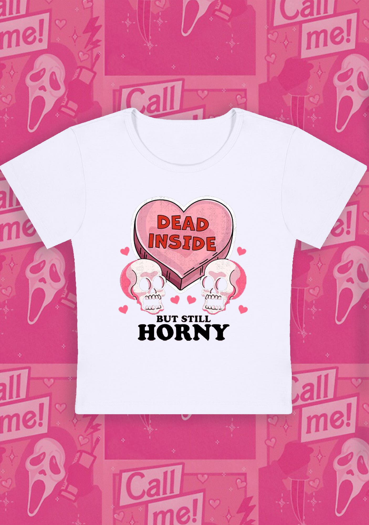 Halloween Dead Inside But Still Horxy Y2K Baby Tee