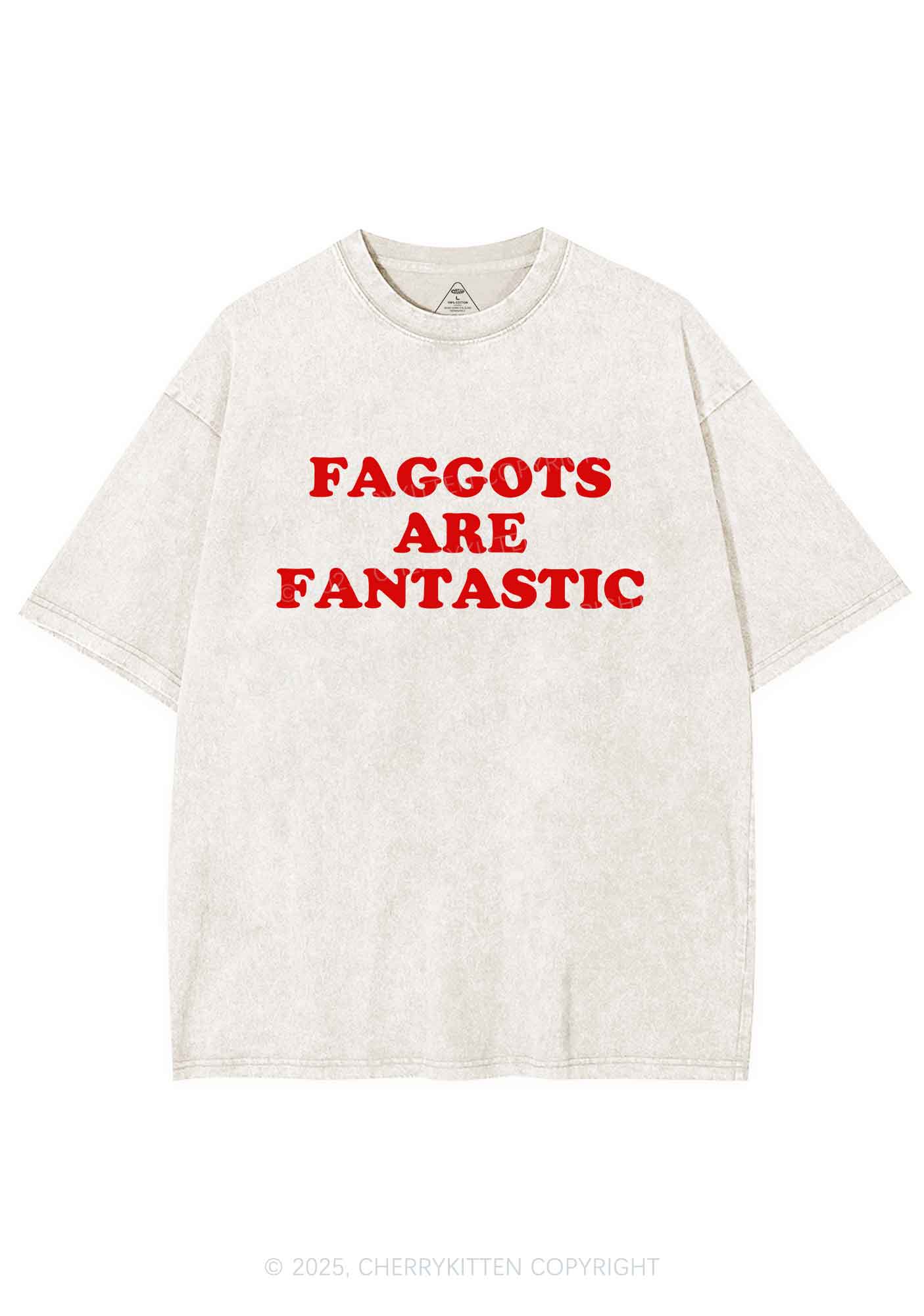 Faggots Are Fantastic Pride Y2K Shirts Washed Tee Cherrykitten