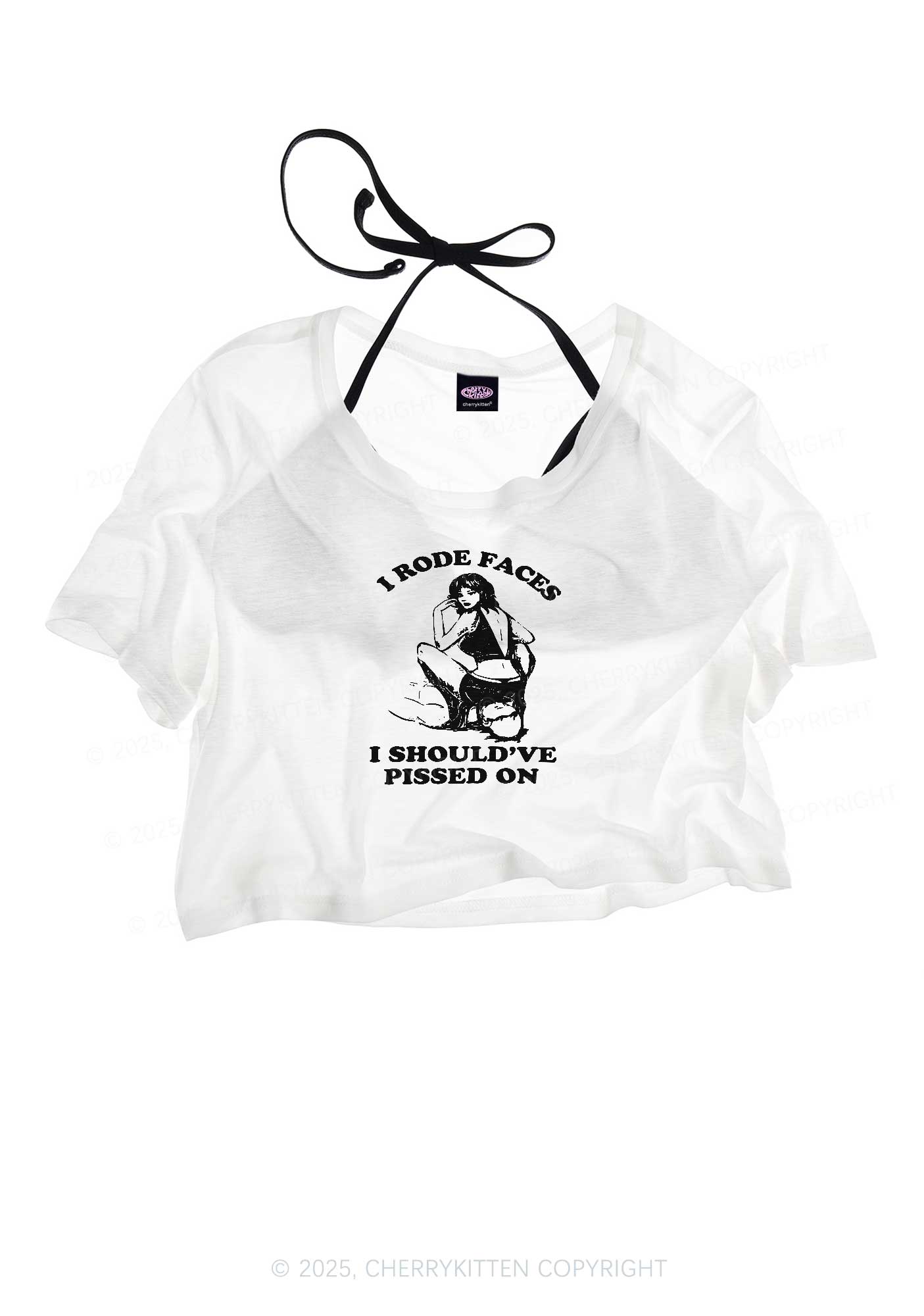 I Rode Faces Y2K Sheer Crop Tee Cherrykitten
