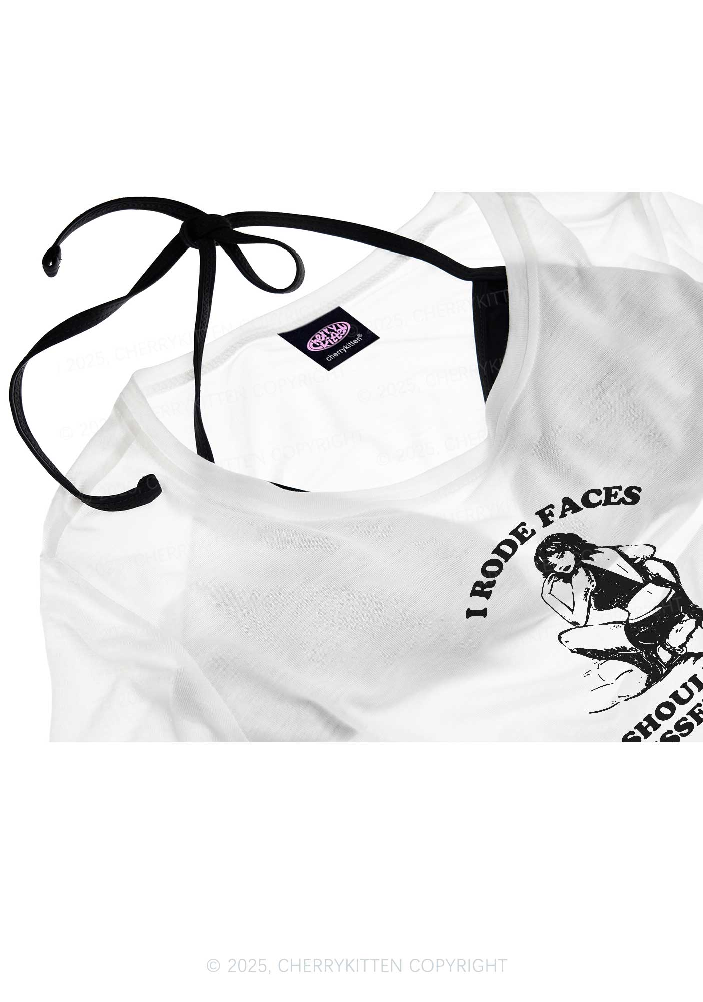 I Rode Faces Y2K Sheer Crop Tee Cherrykitten