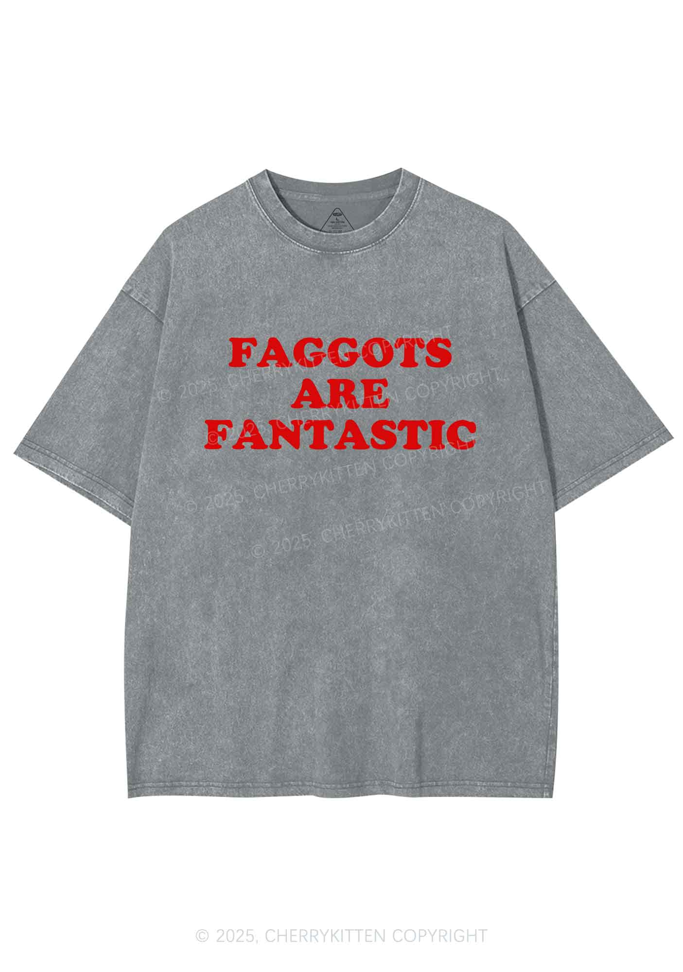 Faggots Are Fantastic Pride Y2K Shirts Washed Tee Cherrykitten