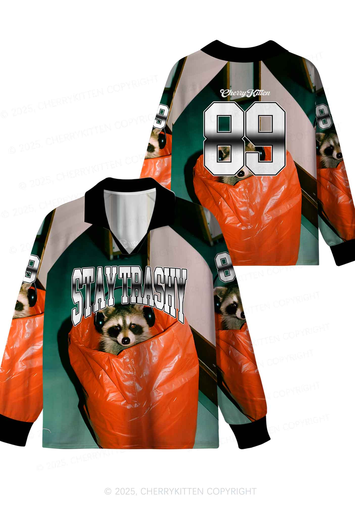Custom Stay Trashy Y2K Sport Long Sleeve Jersey Shirts Cherrykitten