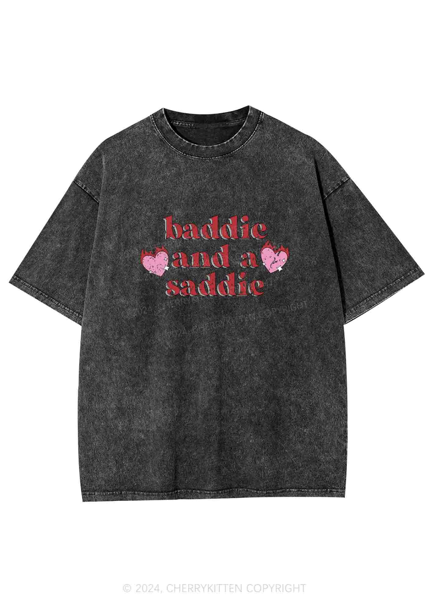 Baddie And A Saddie Y2K Washed Tee Cherrykitten