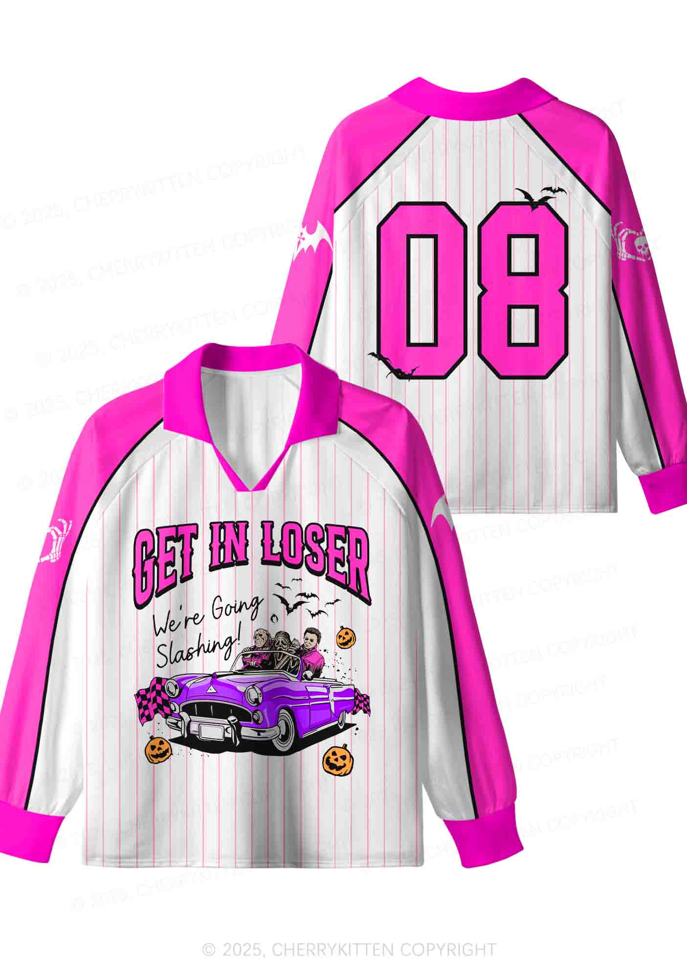 Halloween Custom White Going Slashing Y2K Sport Long Sleeve Jersey Shirts Cherrykitten
