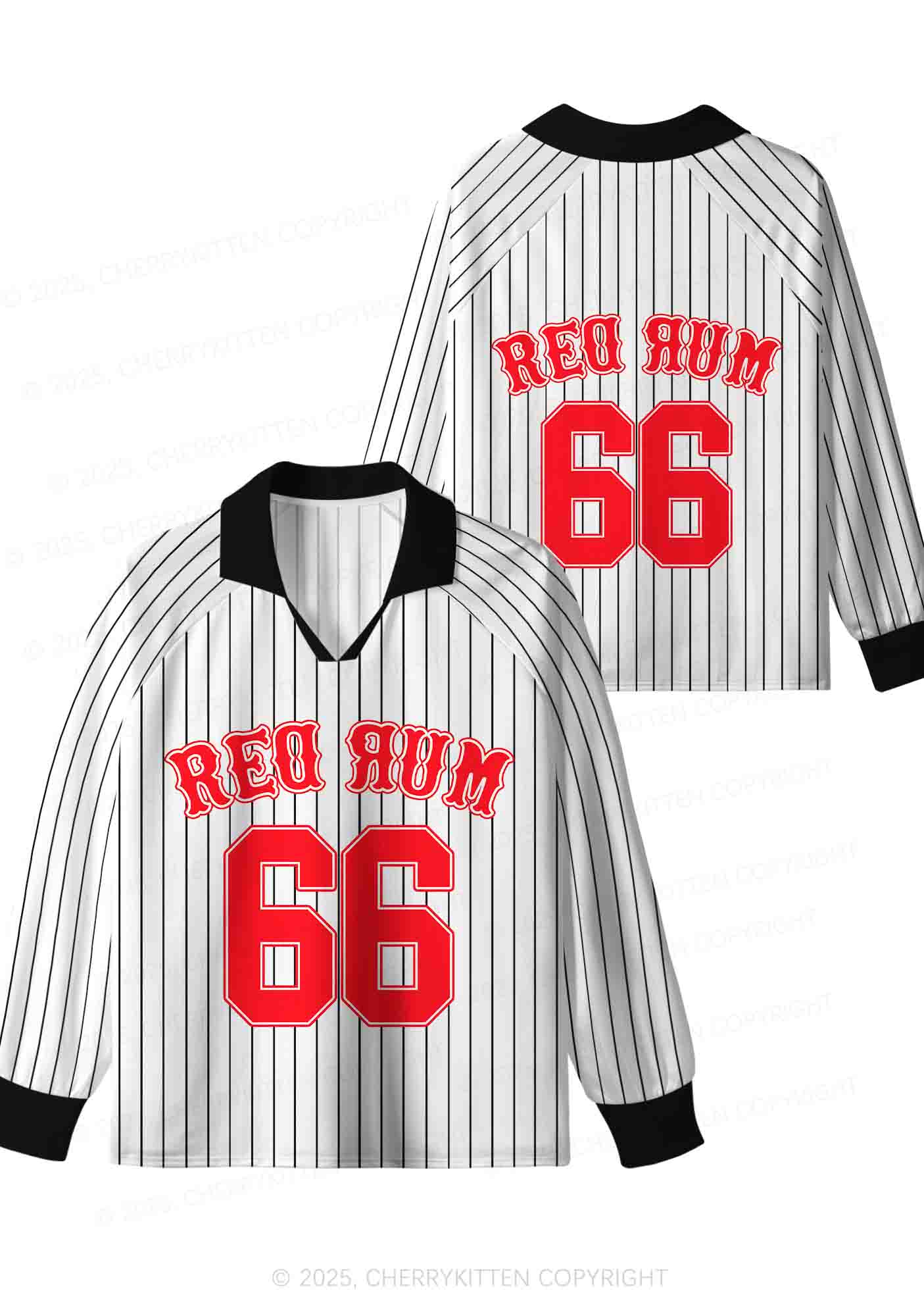 Custom Striped Red Rum Y2K Sport Long Sleeve Jersey Shirts Cherrykitten