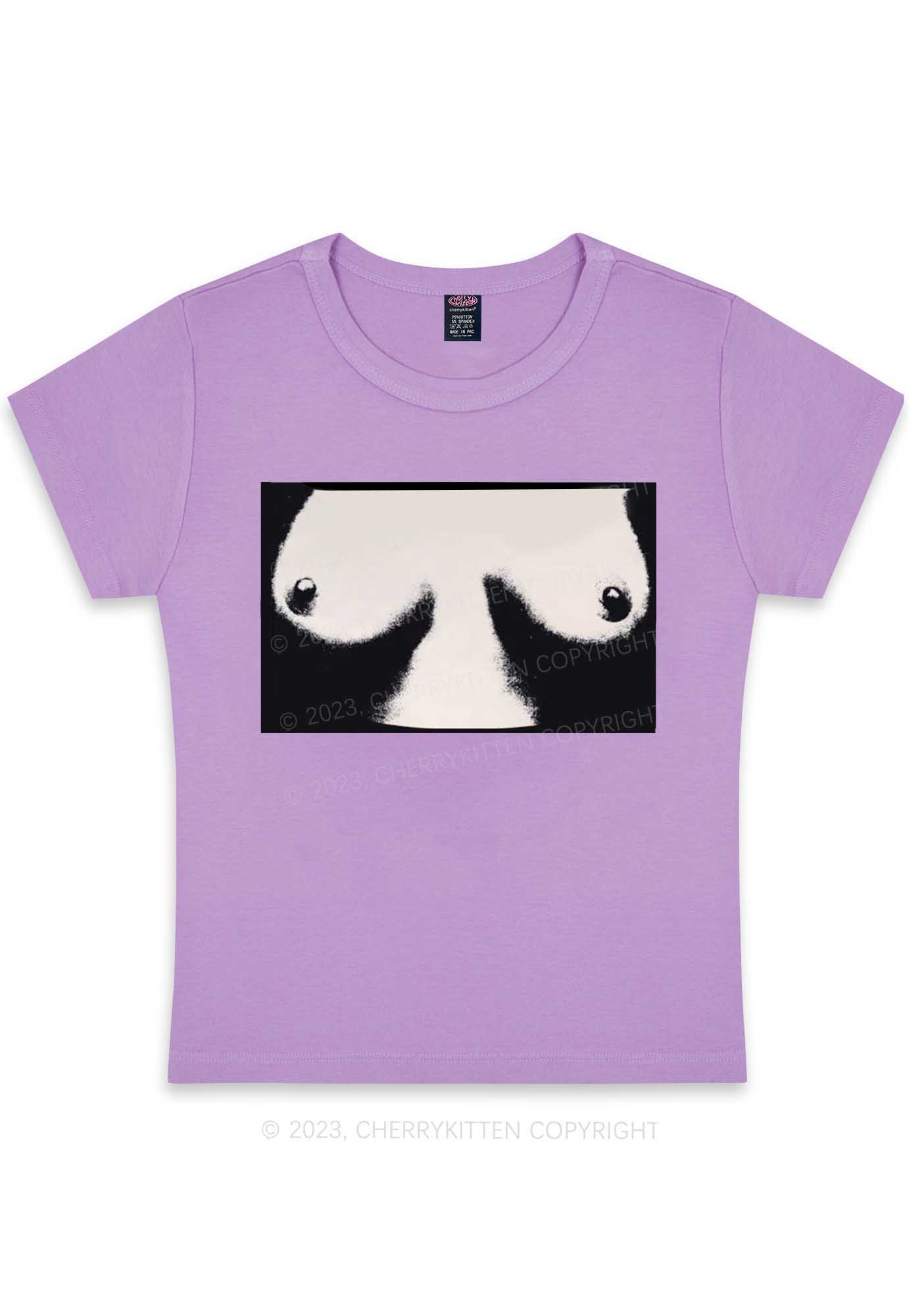 Curvy Txts In Frame Y2K Baby Tee Cherrykitten