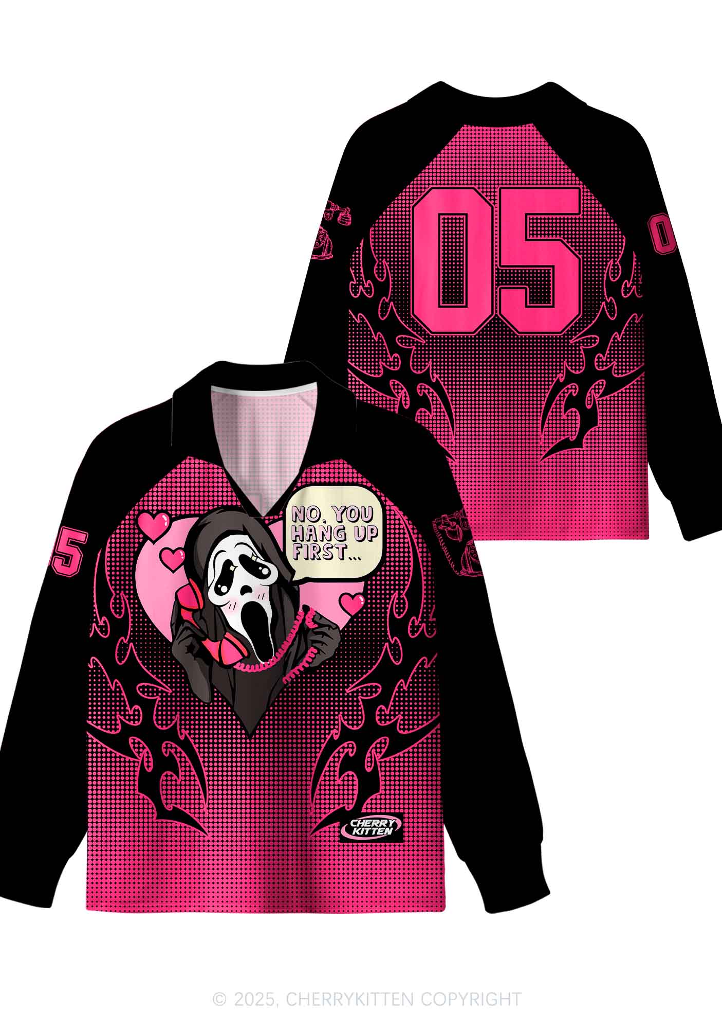 Halloween Custom Pink Horror Hang Up Heart Y2K Long Sleeve Sport Jersey Shirts Cherrykitten