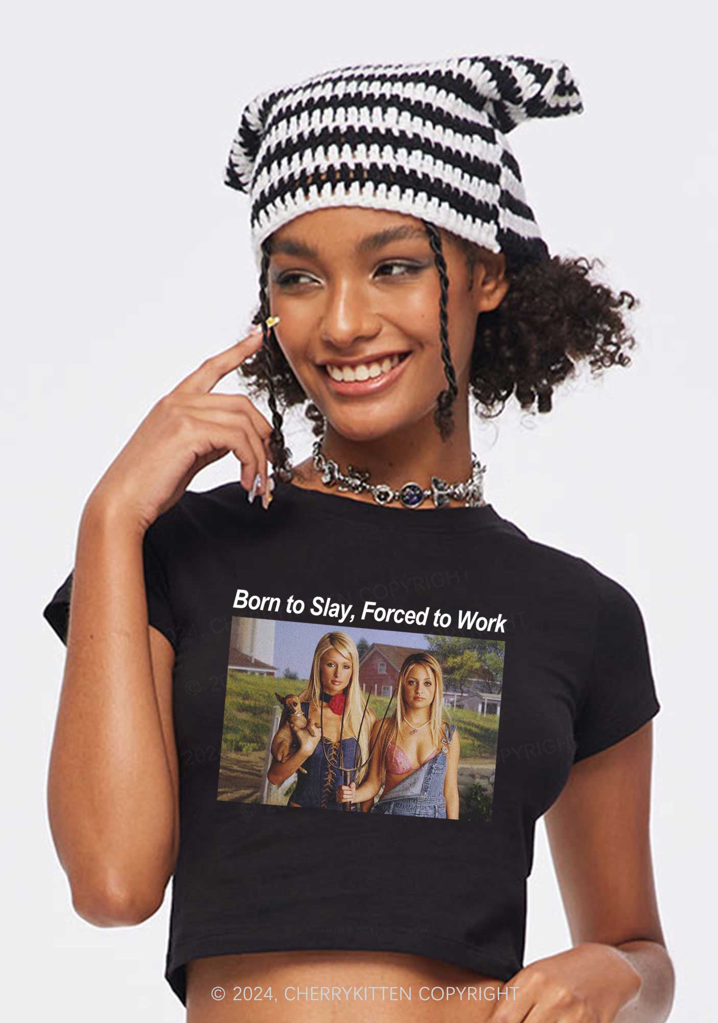 Born To Slay Y2K Baby Tee Cherrykitten