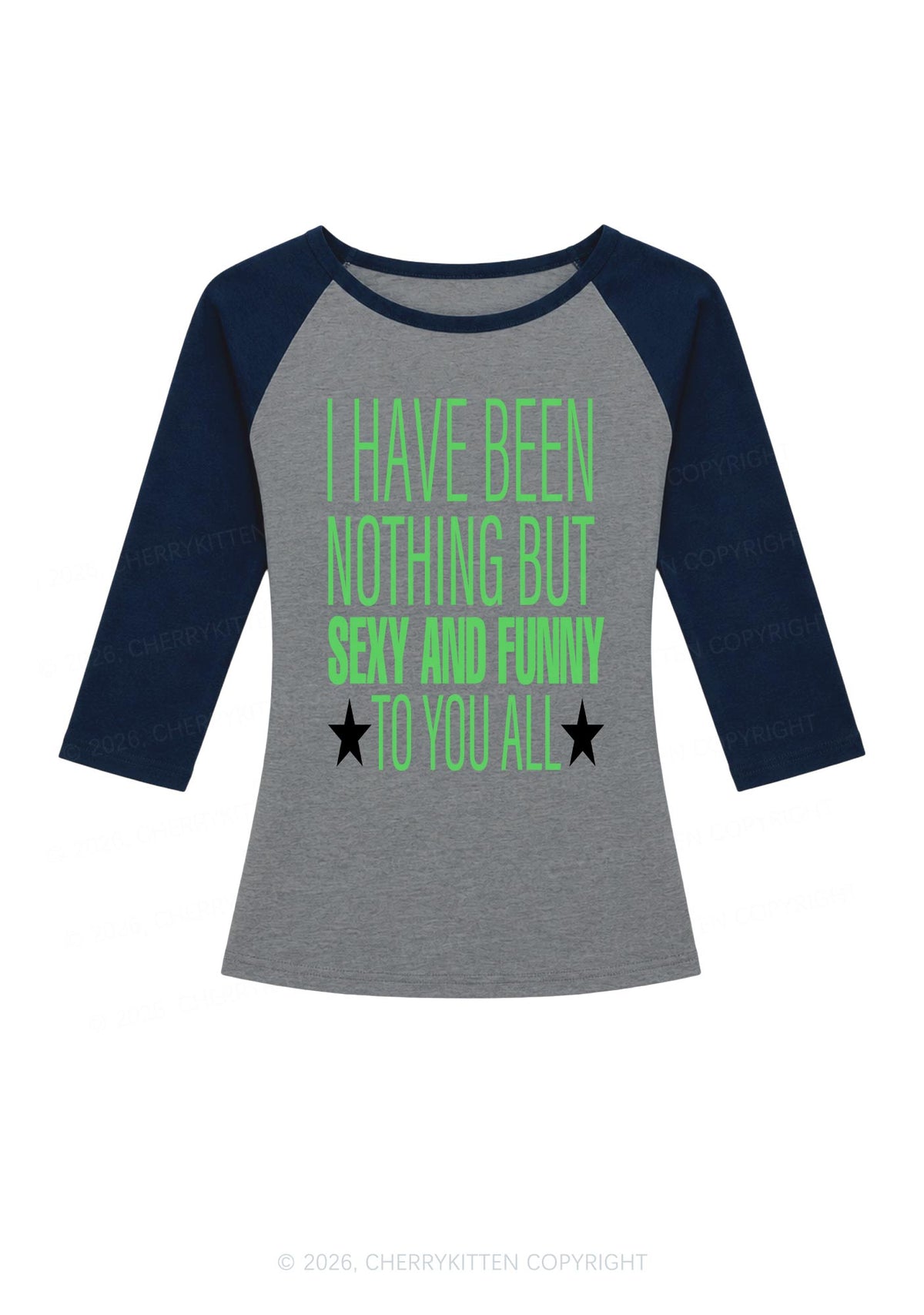 I Have Been Funny Y2K Raglan Sleeve Crop Top Cherrykitten
