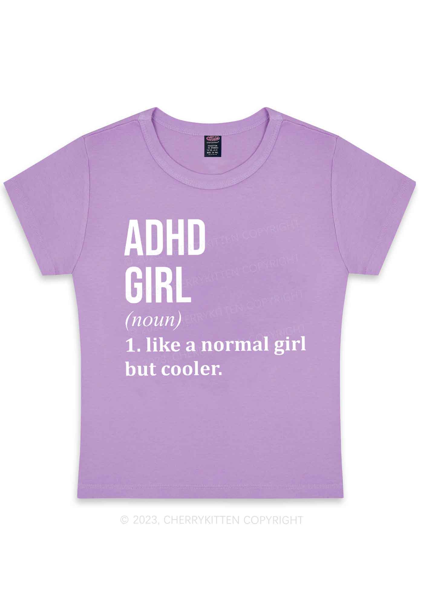Curvy Definition ADHD Girl Y2K Baby Tee Cherrykitten