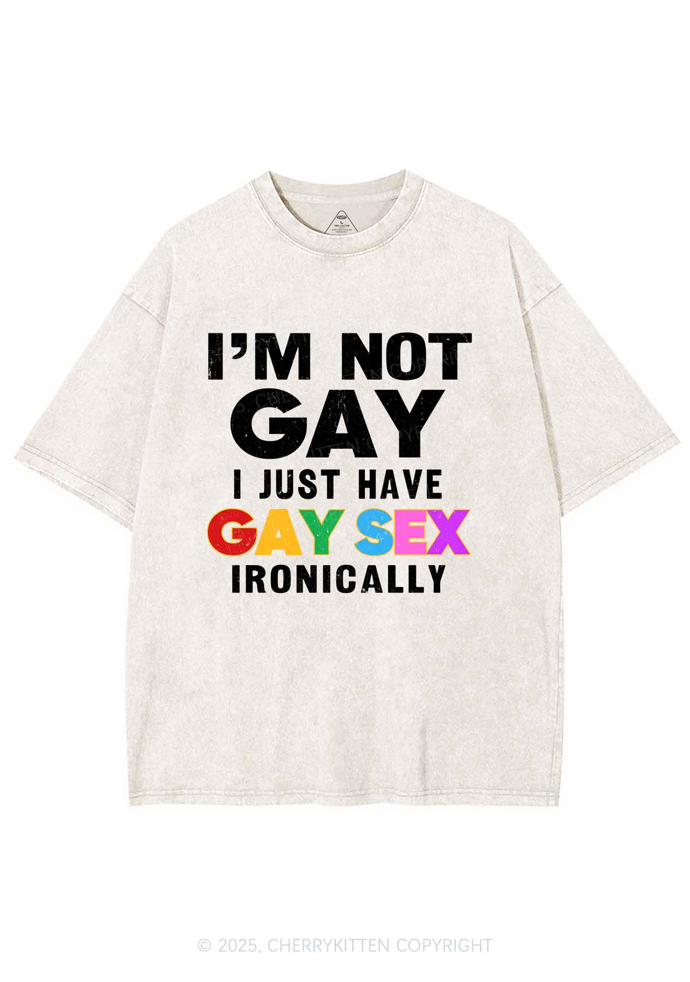 Gay Sx Ironically Pride Y2K Shirts Washed Tee Cherrykitten