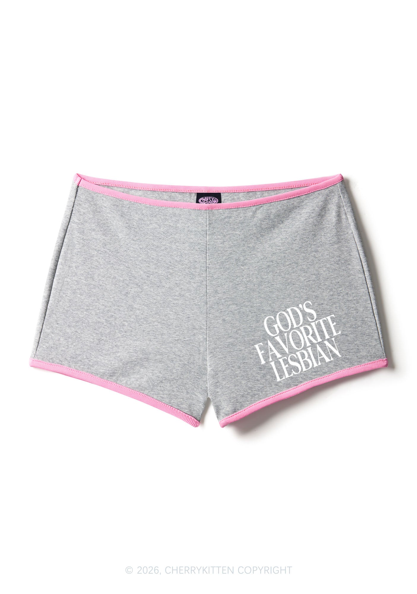 Gods Favorite Lesbian Pride Y2K Booty Shorts Cherrykitten