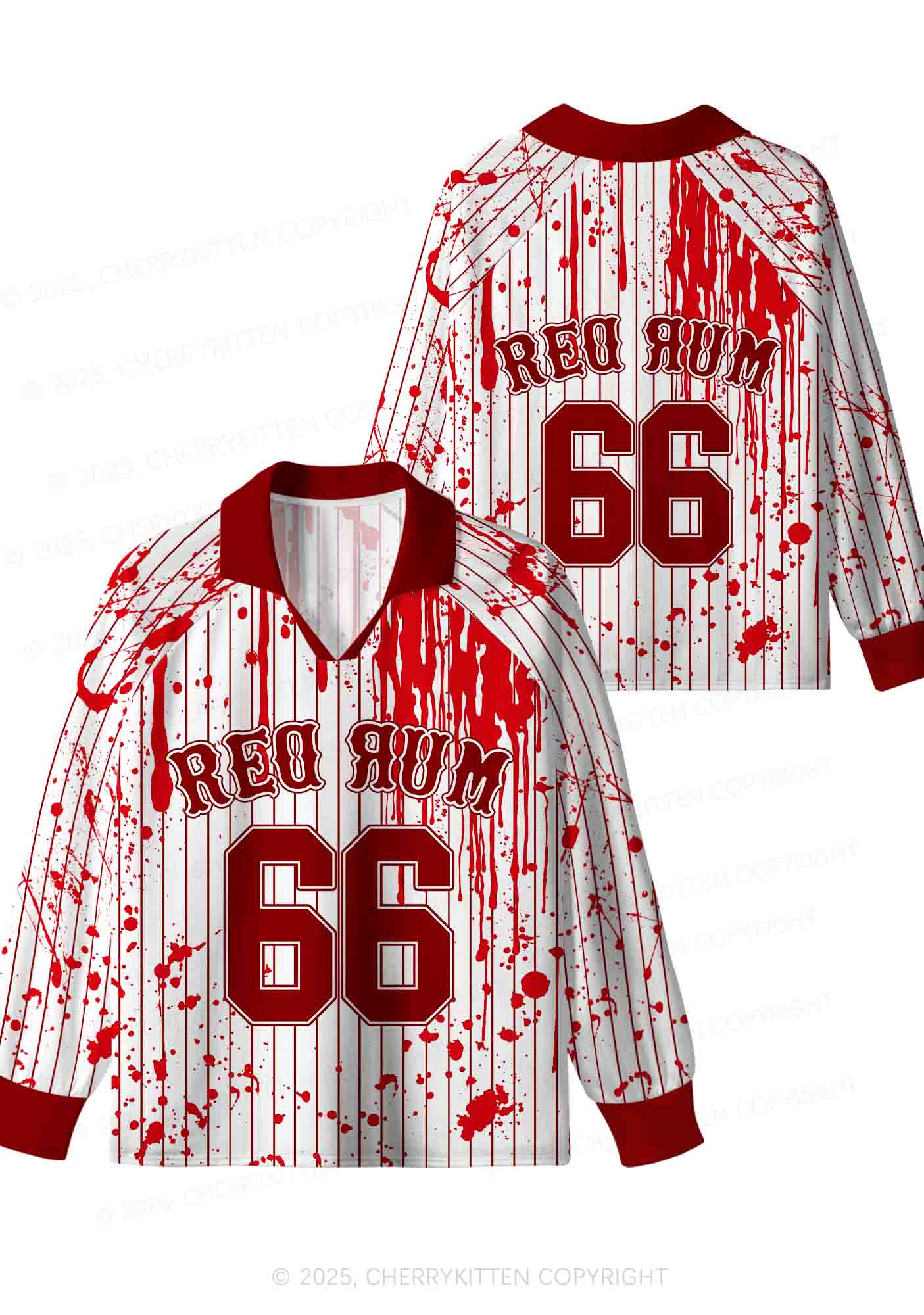Halloween Custom Red Rum Blood Y2K Sport Long Sleeve Jersey Shirts Cherrykitten