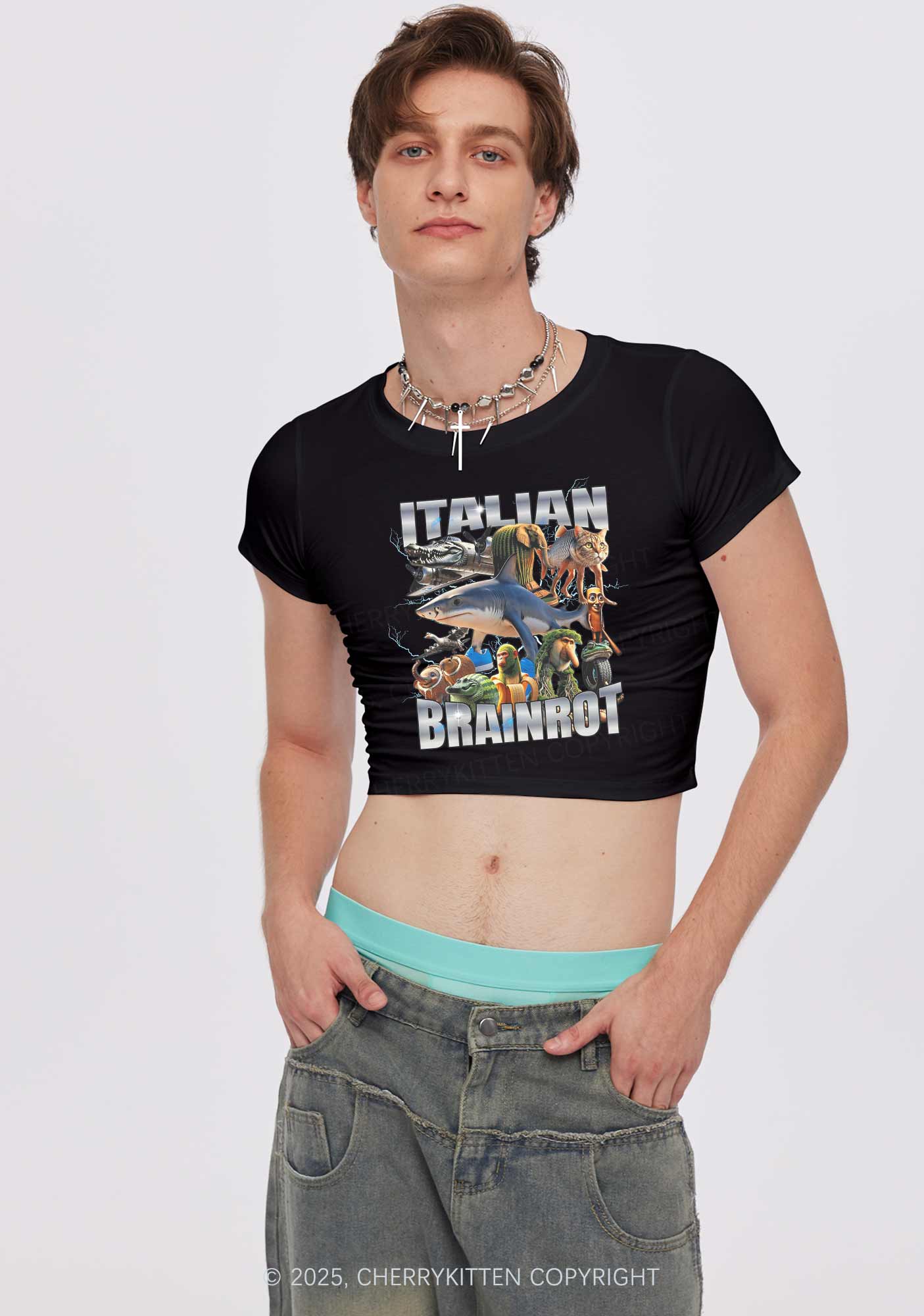 Italian Brainrot Collection Y2K Baby Tee Cherrykitten