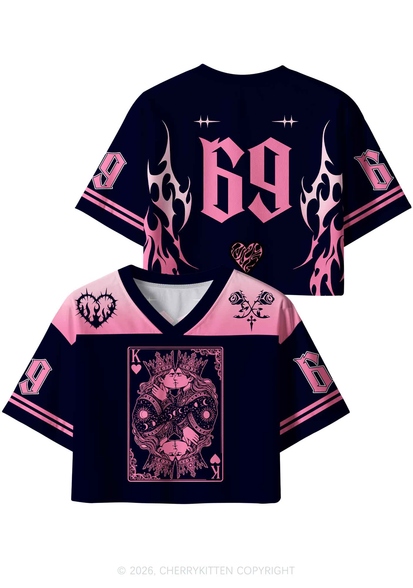Pink Black Gay King Pride Y2K Crop Sport Jersey Shirts Cherrykitten