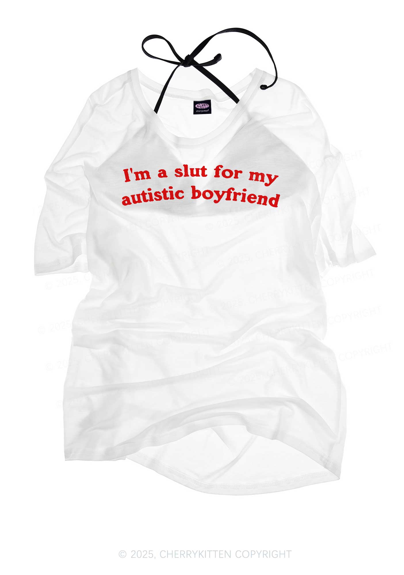 Slxt For My Autistic BF Y2K Sheer Boyfriend Tee Cherrykitten