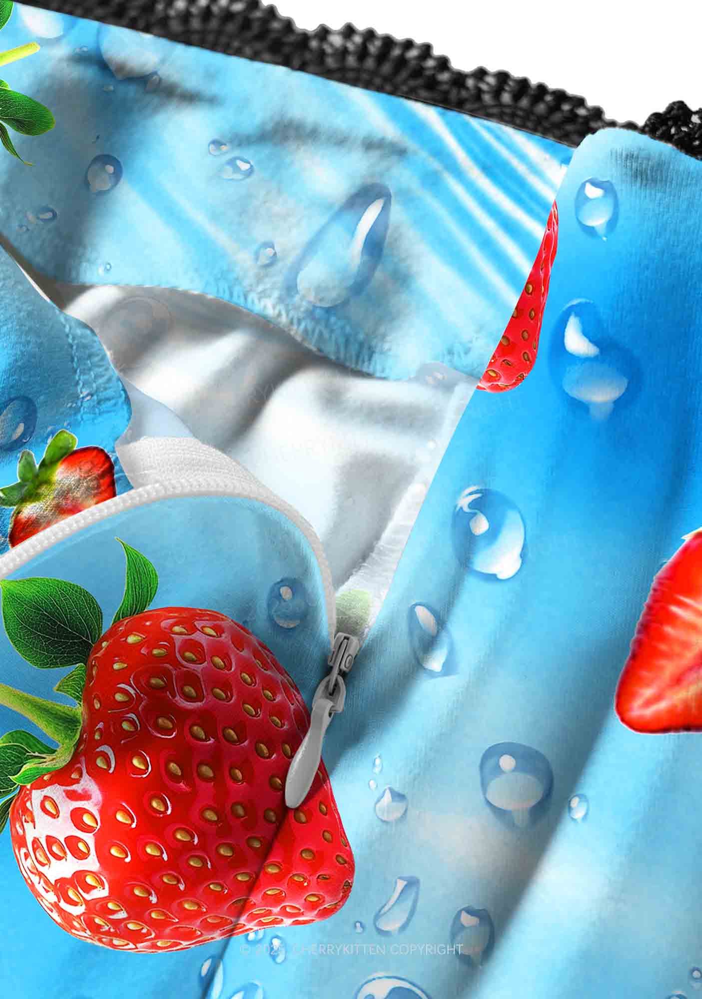 Blue Strawberry Y2K Print Midi Skirt Cherrykitten
