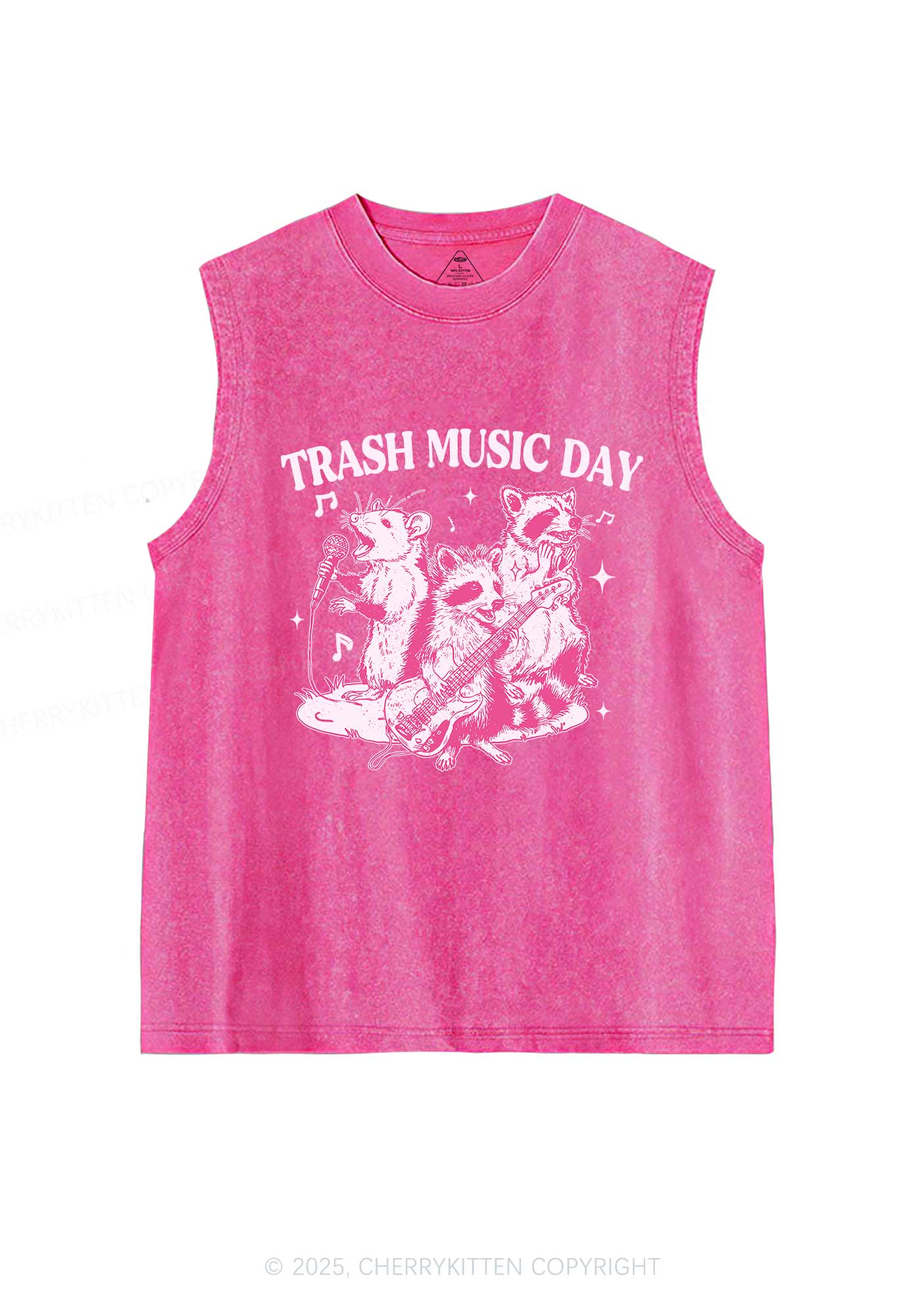 Trash Music Day Y2K Washed Muscle Tank Cherrykitten