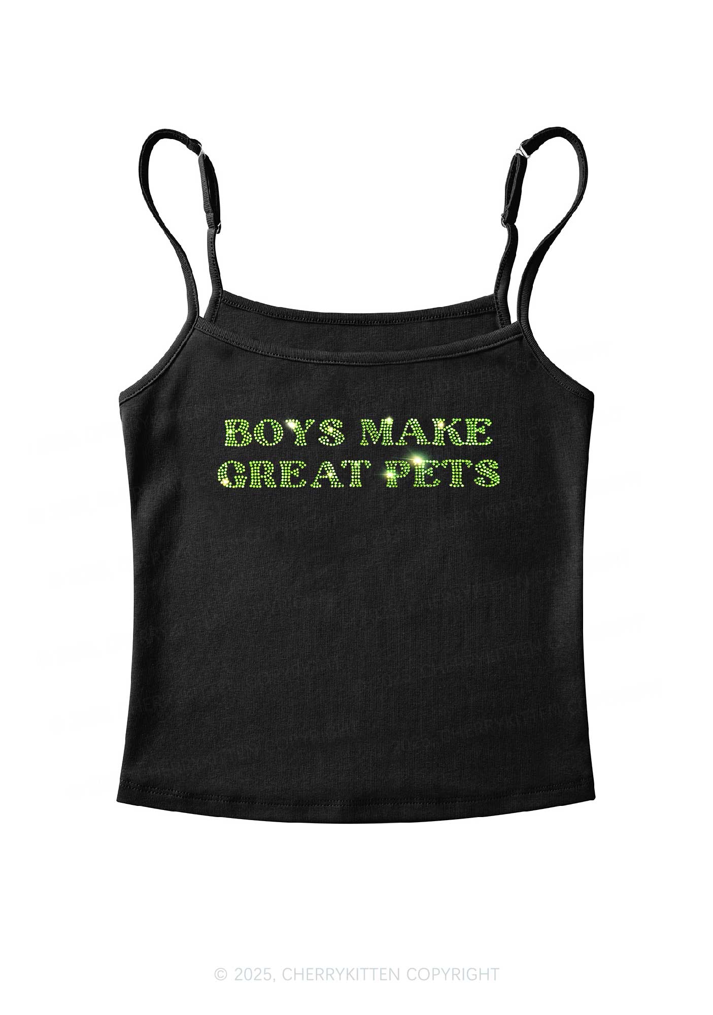 Rhinestone Boys Make Gr8 Pets Y2K Spaghetti Strap Cami Cherrykitten