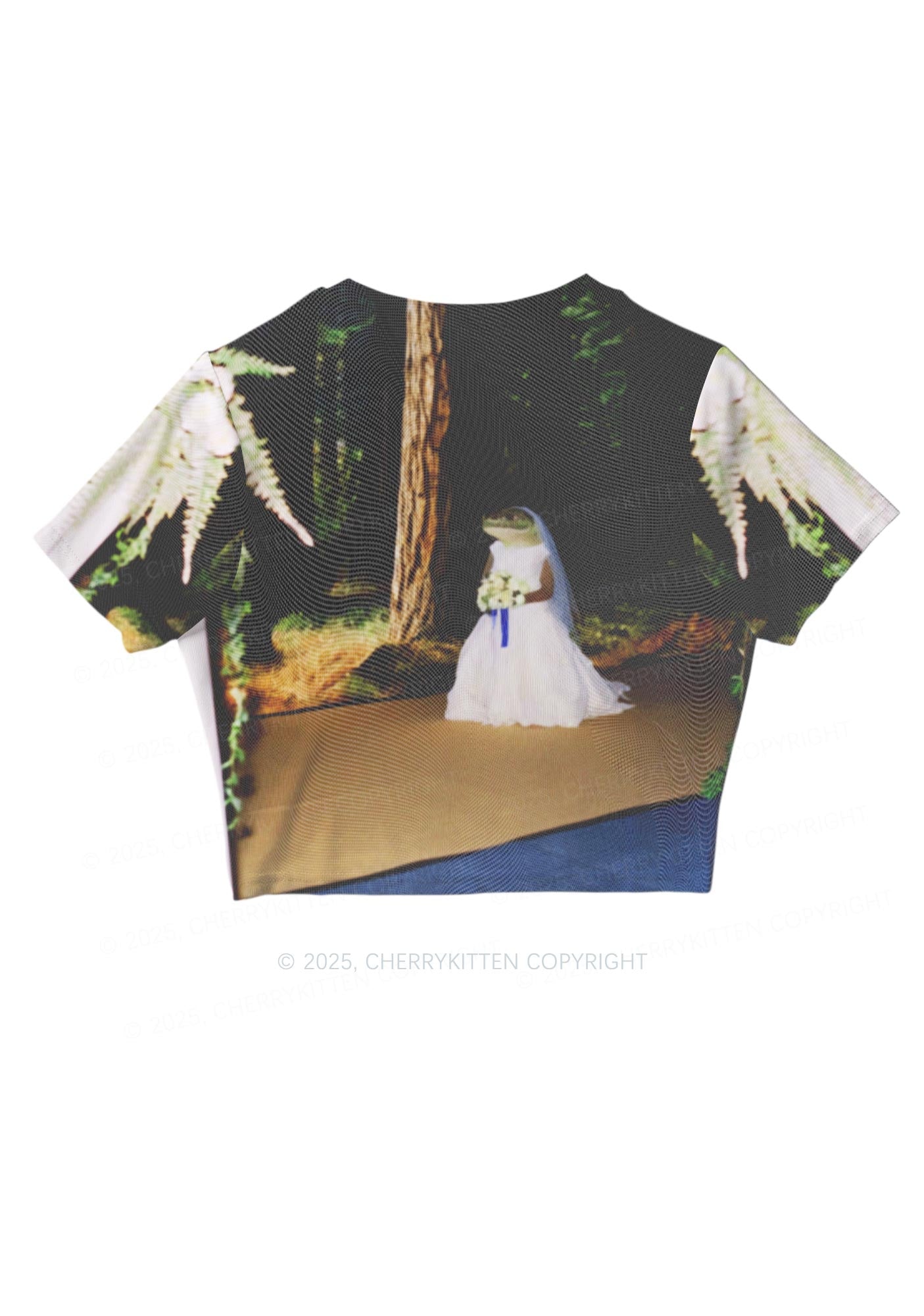 Crocodile Bride Y2K Mesh Crop Top Cherrykitten